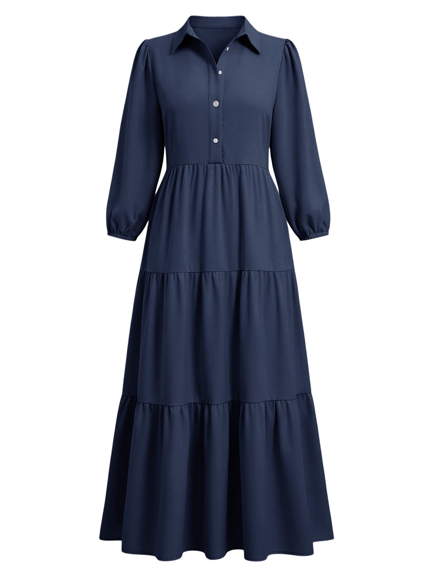 Imily Bela Blusenkleid Damen 3/4-Ärmel Hemdkleid (Packung, 1-tlg., 1per-Pack) mit Knöpfen – Bild 5 von 5