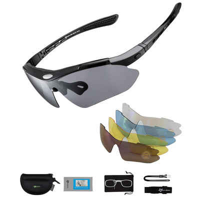 ROCKBROS Fahrradbrille 10001, (Sonnenbrille, Sportbrille), UV Schutz 400, Verstellbar