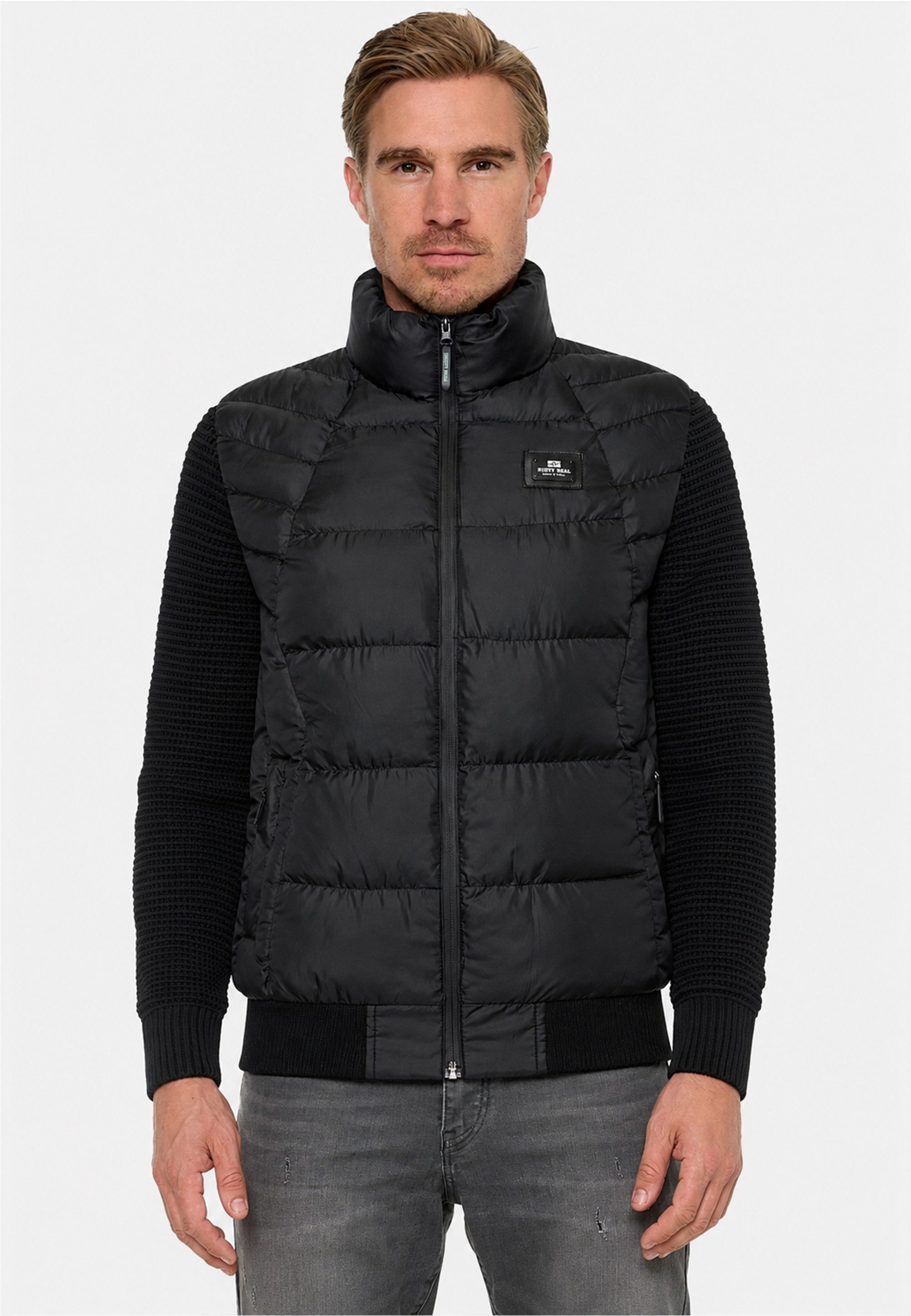 Rusty Neal Steppjacke Uni mit Strickärmeln im College-Look
