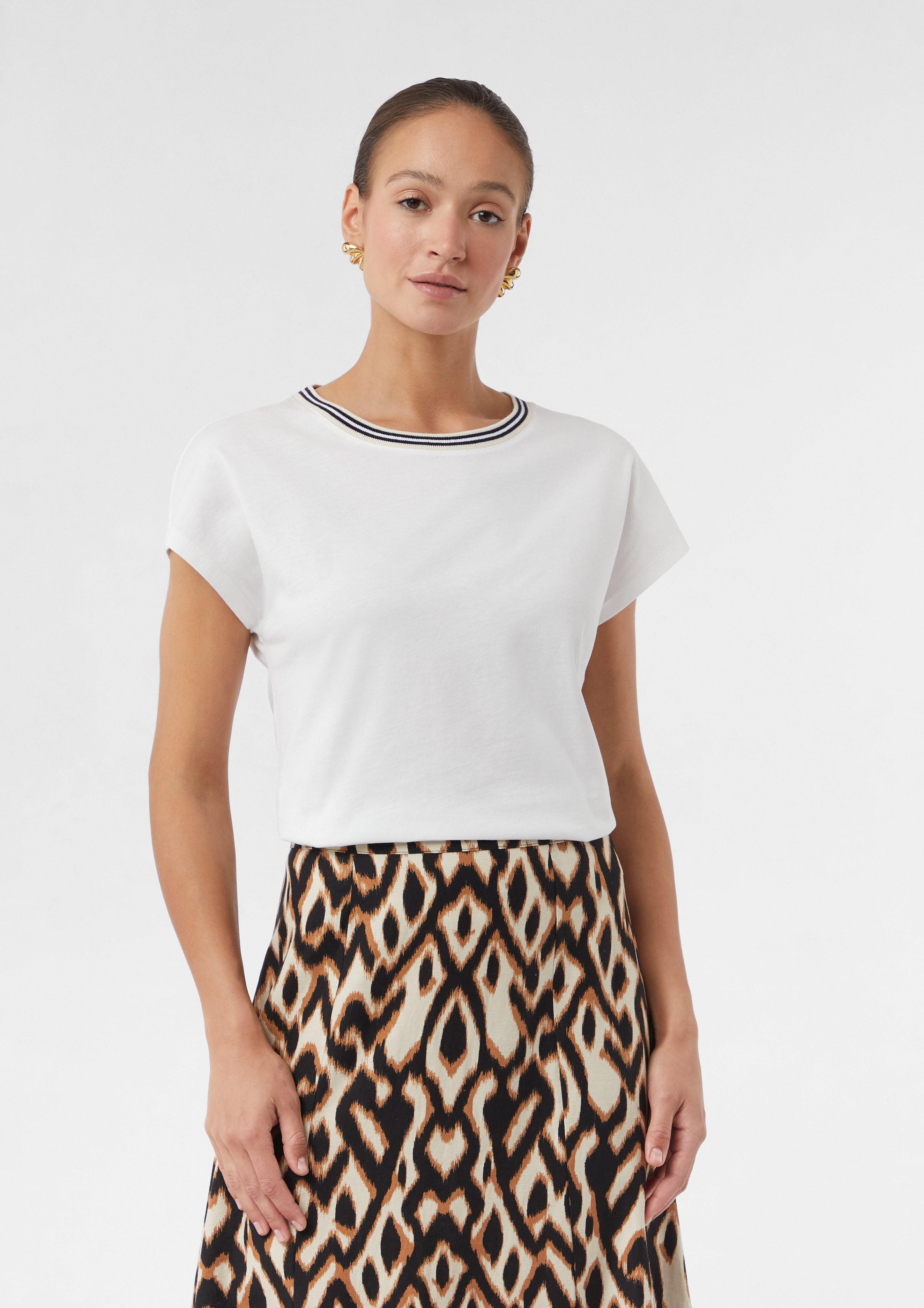 Comma Shirttop Baumwoll-T-Shirt mit überschnittenen Schultern günstig online kaufen