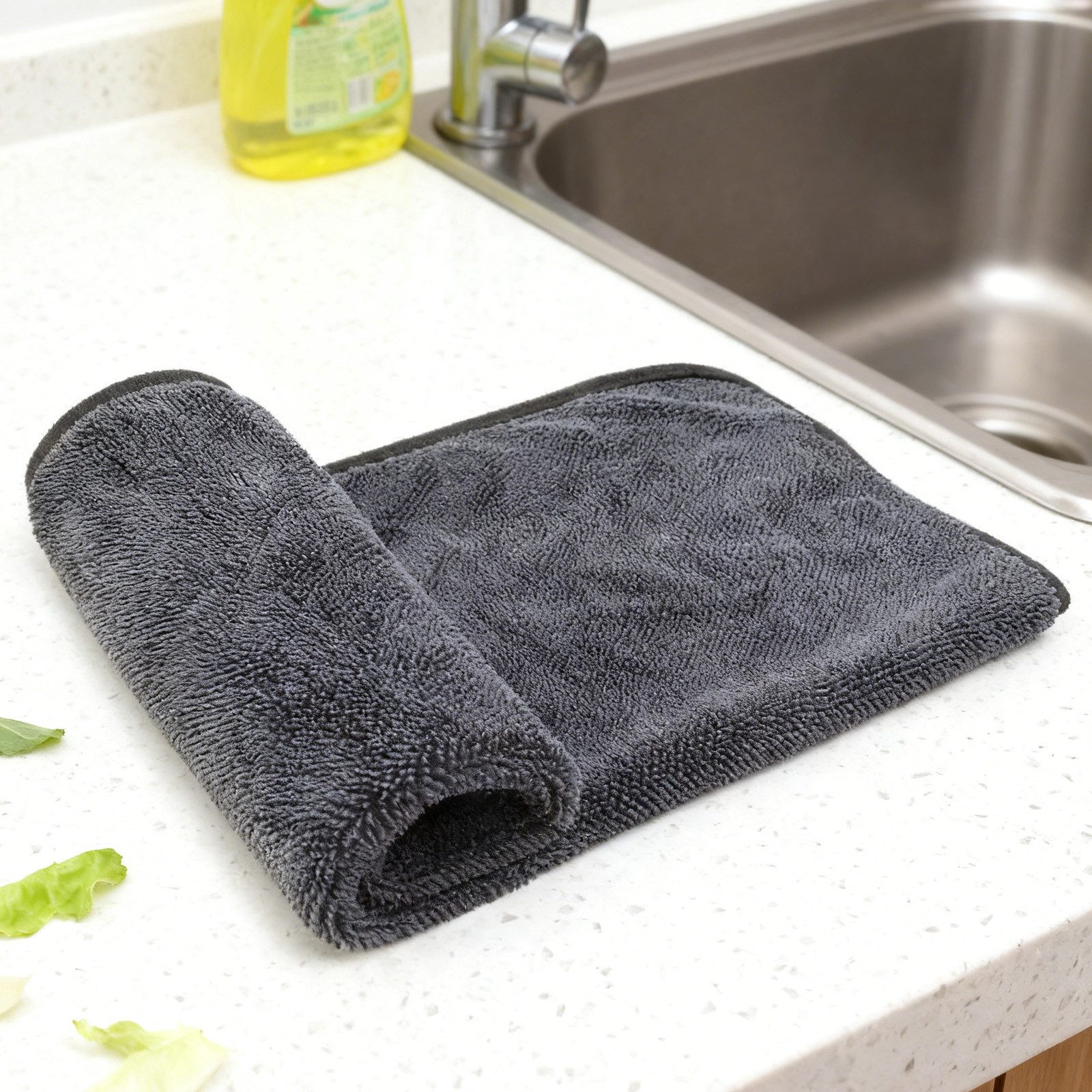 MODFU Handtuch 2er Set absorbierende Trockentücher Mikrofaserhandtuch Autotrockentuch, (Doppelseitiges Design mit Samtfasern Gitterstruktur 2er Set 40x60cm, 2-St), ideal für Autos Haushalte Glasflächen Küchen Badezimmer