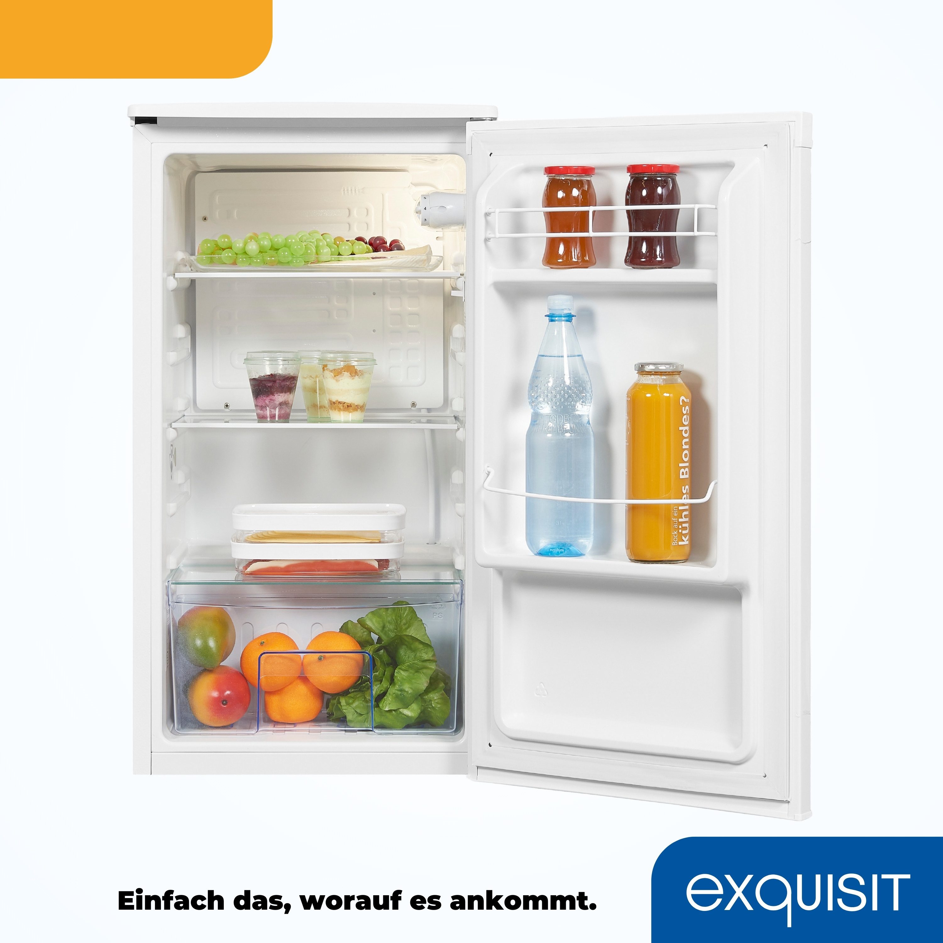 exquisit Vollraumkühlschrank KS85-V-0O91E weiss, 84,3 cm hoch, 45 cm breit, 76 L Volumen