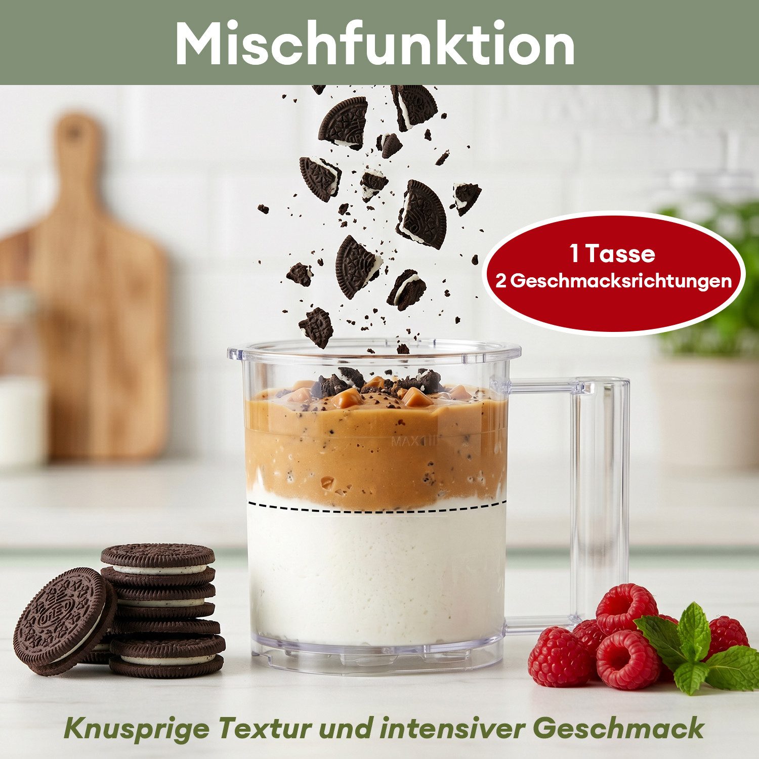 JVJH Eismaschine für Zuhause,10 Programme,2L,Gefrierbehälter 650 ml*3,Selbstreinigung, 2 l, 800 W, Spülmaschinengeeignete Teile,für Frozen Joghurt, Sorbet und E – Bild 5 von 5