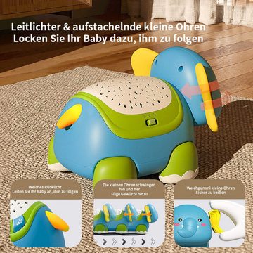 Fivejoy Lernspielzeug Multifunktionales musikalisches Lernspielzeug für die frühe Kindheit (Elefant Schildkröte krabbelnde musikalische Baby-Spielzeug, Starlight Music)