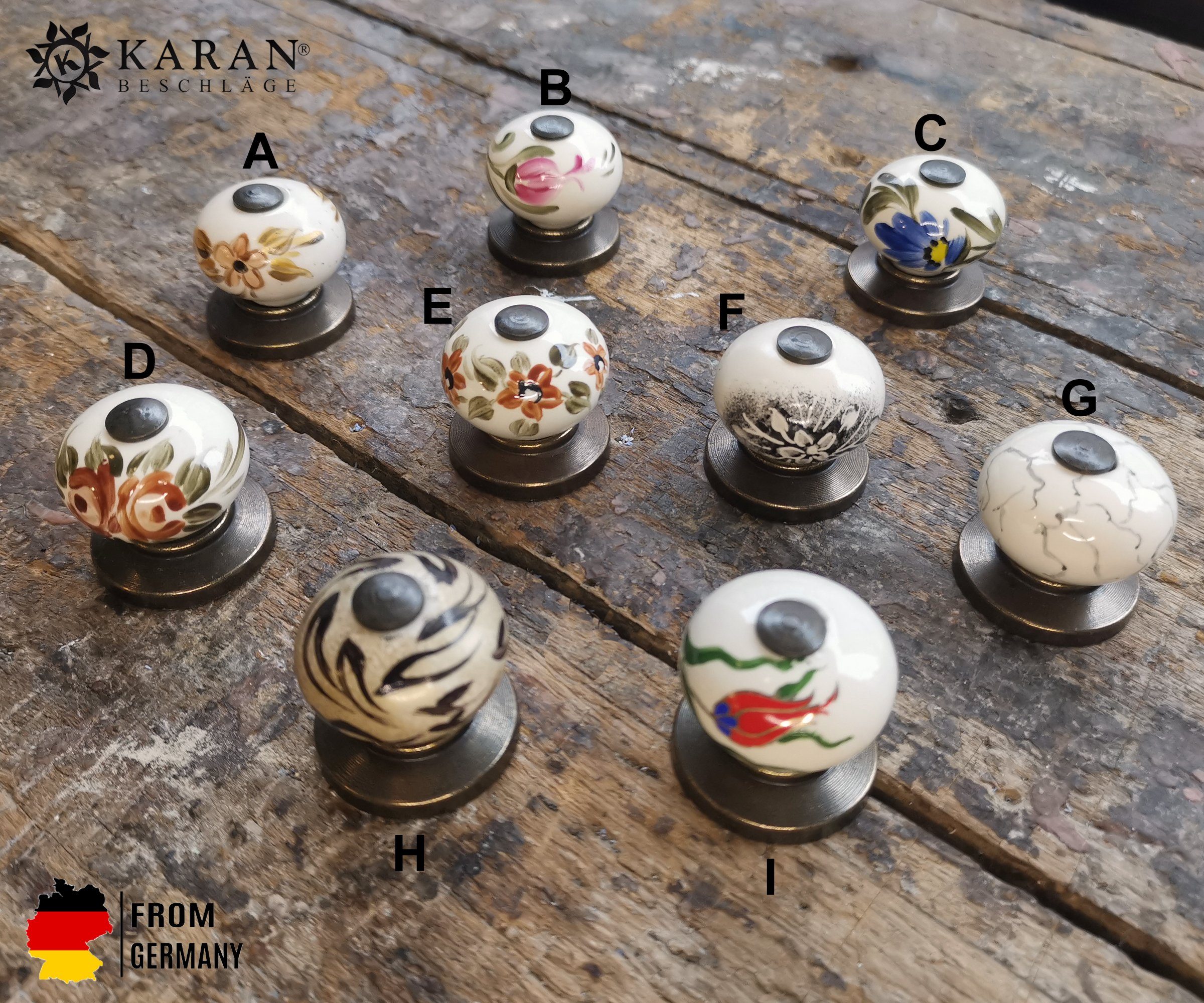 KARAN BESCHLÄGE Möbelgriff 10 colorful furniture knobs, drawer pulls, set price. 10 knobs 1 price