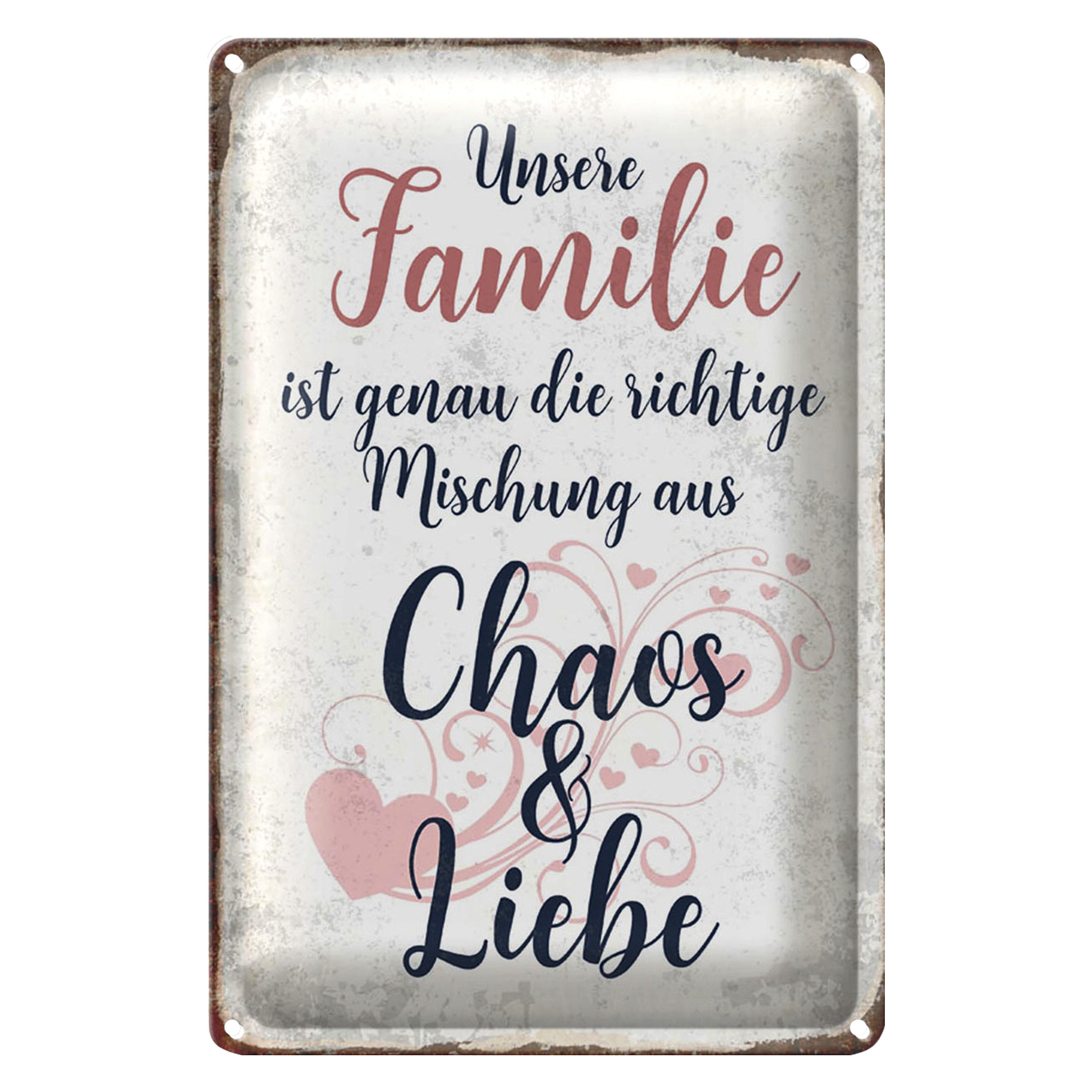 Metallschild Spruch 12x18cm unsere Familie