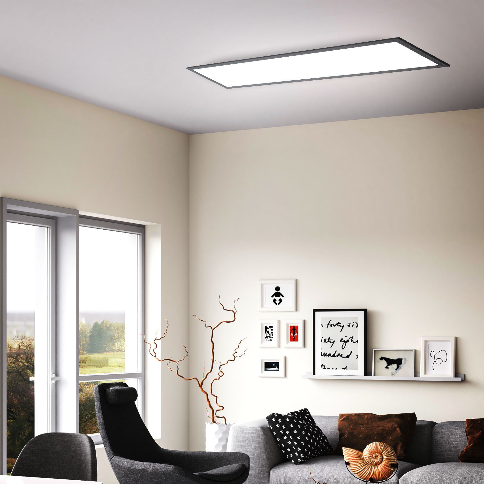 B.K.Licht LED Watt, Neutralweißes 22 1 Meter, Schwarz, Deckenlampe, 100x25x6,5 Licht, LED Panel BK_DP1497 fest Deckenleuchte cm Neutralweiß, 4.000K integriert, 2.200Lm, LED