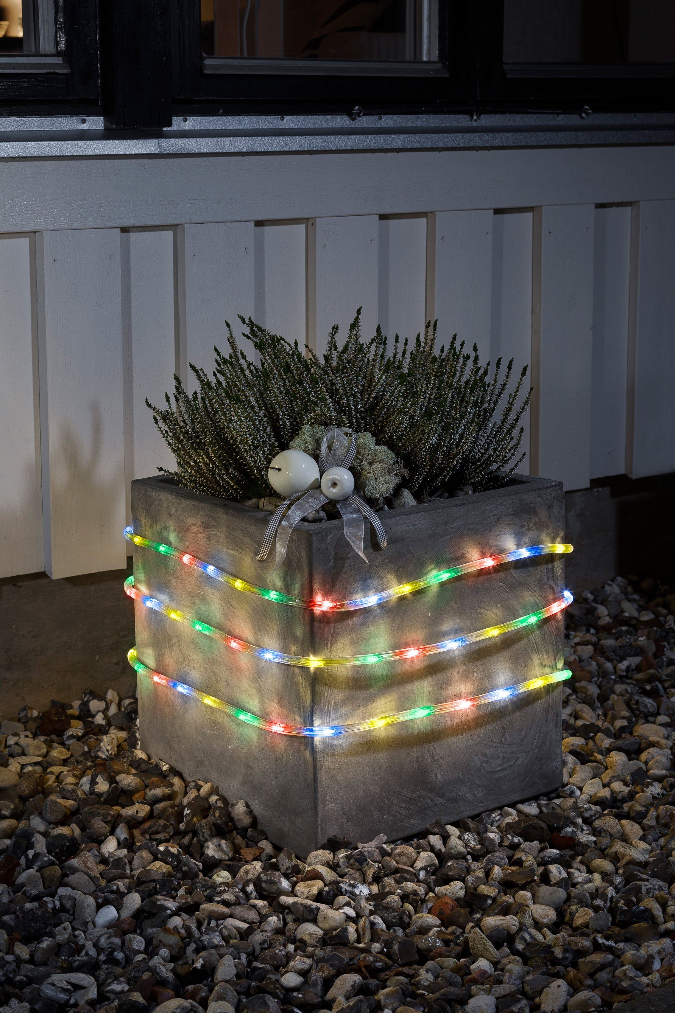 KONSTSMIDE LED-Lichterschlauch Weihnachtsdeko Lichtsensor Timer, und aussen, 6 mit 6h 96-flammig, bunte 9h 96 m, Dioden und