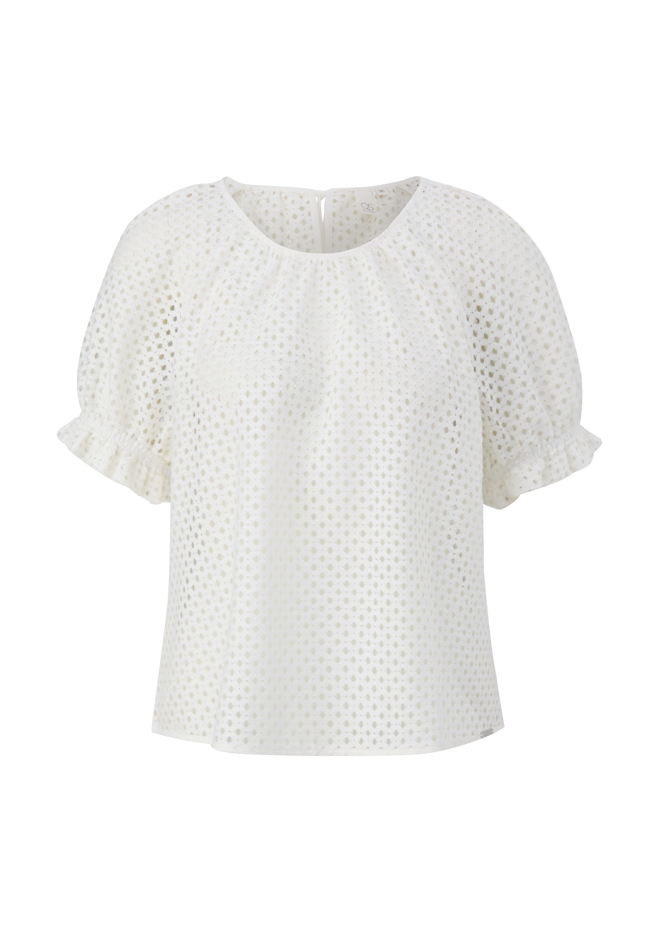 QS Kurzarmbluse Bluse Spitzenbluse aus Baumwollmix günstig online kaufen