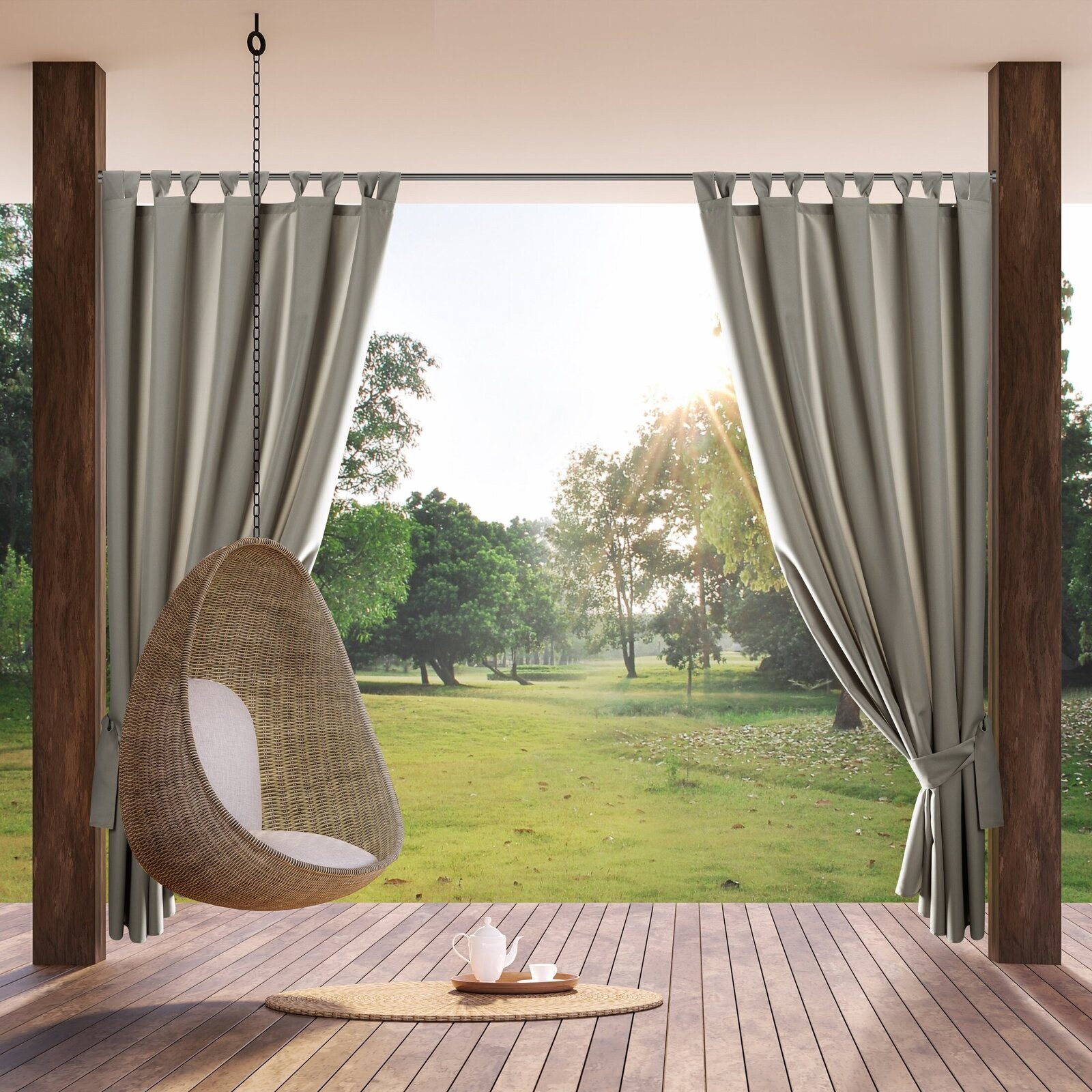 Eurofirany Outdoorvorhang GARDEN, wasserdichter Terrassenvorhang (1 St), Schlaufen, Lichtschutz, Polyester, für Pavillon, Pergola & Balkon, wetterfest, UV-Schut – Bild 2 von 5