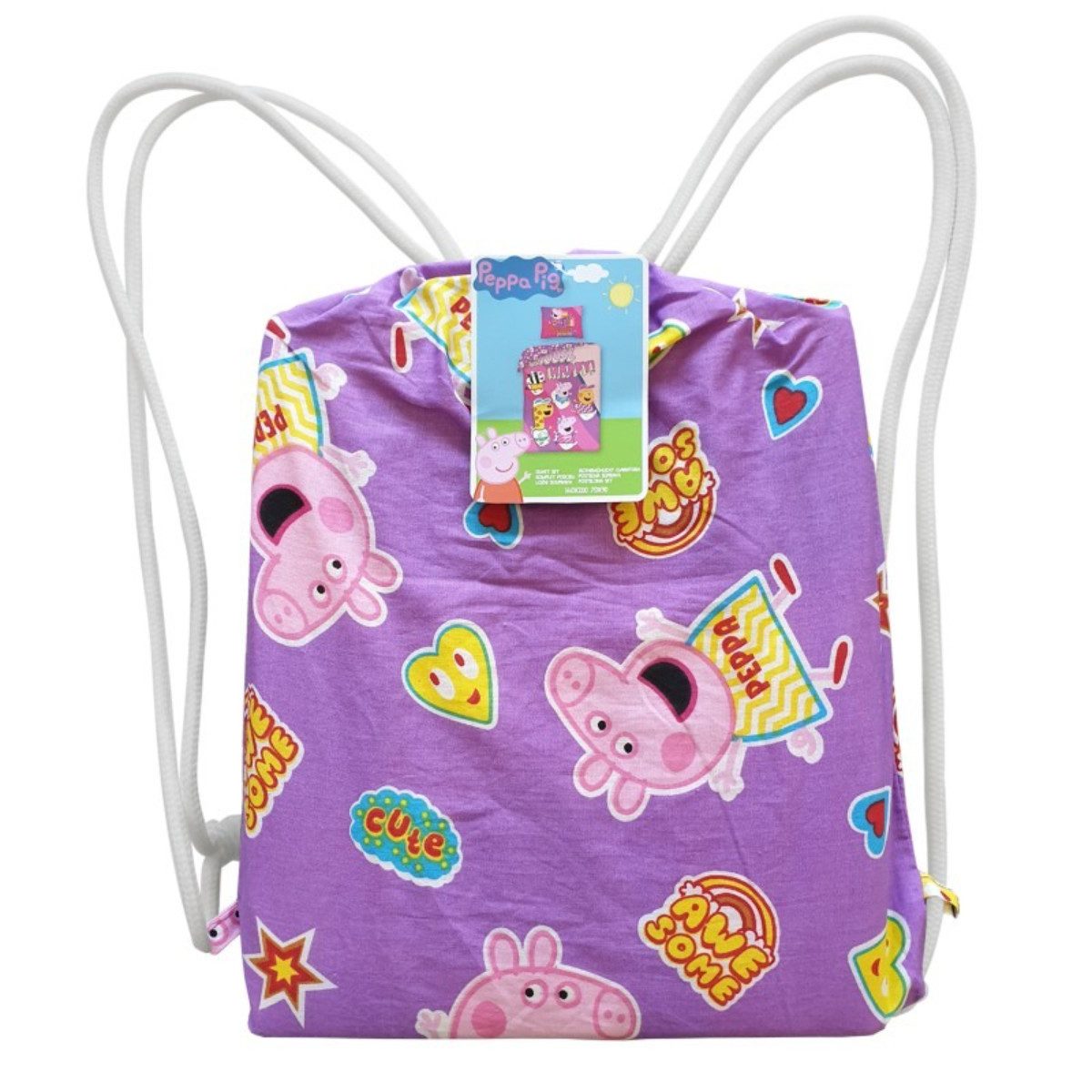 Peppa Pig Bettwäsche Bettwäsche Set Baumwolle Bettdecke 140 × 200 cm mit 70 × 90 cm Kissen, Baumwolle, 2 teilig, perfekt für komfortablen Schlafklima