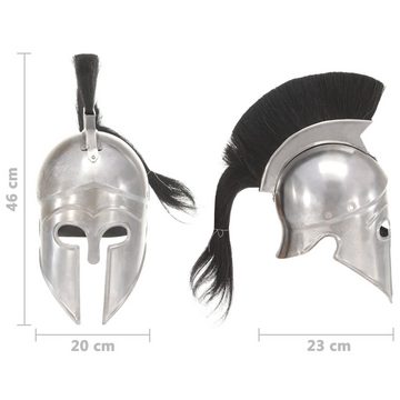 vidaXL Ritter-Kostüm Griechischer Krieger-Helm Antik Replik für LARP Silbern Stahl