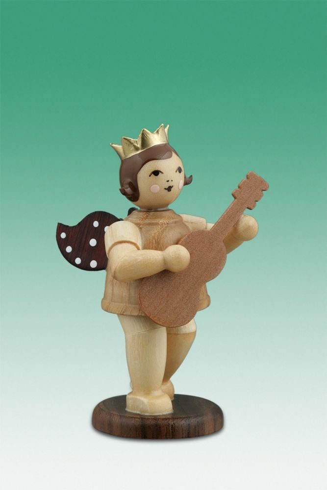 Engelfigur Holzfigur Musikantenengel mit Gitarre und Krone natur Höhe 6cm NEU | Engelfiguren