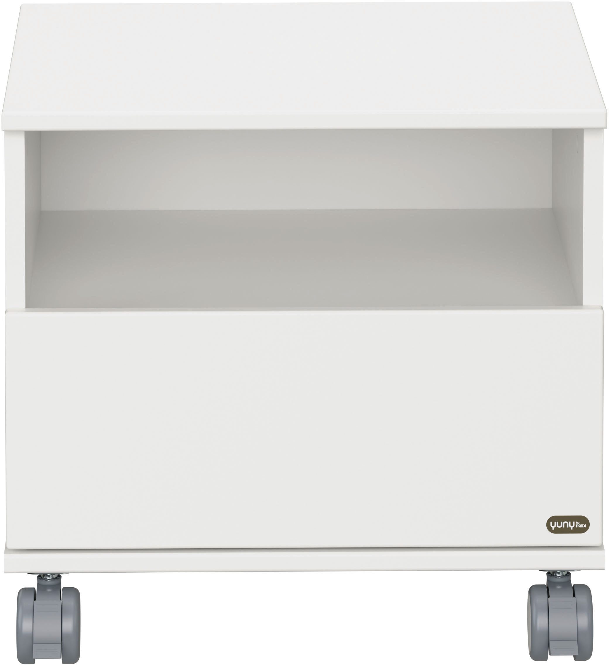 YUNY by PAIDI Nachtkommode LOVELY ALIV mit Ablagefach und Schublade (B/H/T ca. 48x45x40cm, Off-White), feststellbarer Rollcontainer, Soft-Close