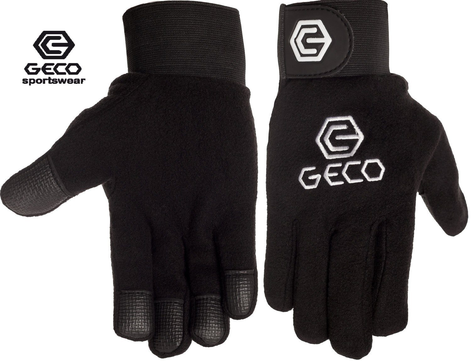 Fleece Geco Feldspielerhandschuhe schwarz Fußball Handschuhe Feldspielerhandschuhe