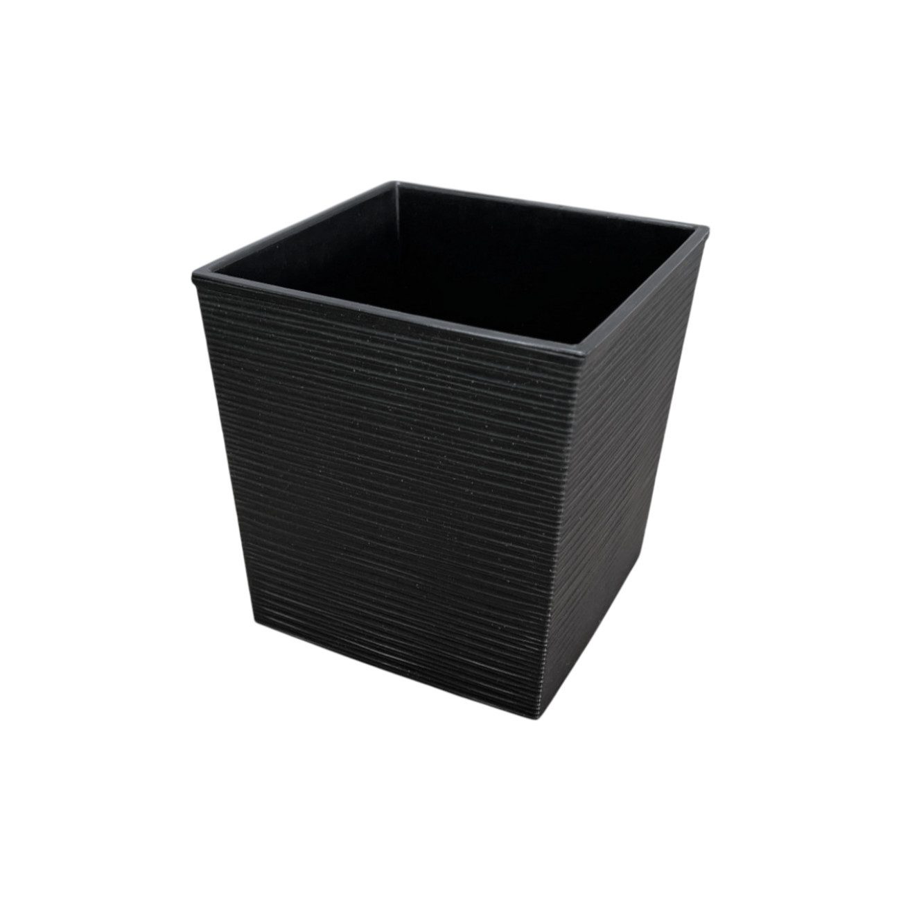 Engelland Pflanzkübel Blumentopf aus recyceltem Kunststoff & Holz (WPC), Rillenoptik (UV-beständig, wetterfest, quadratisch), Blumenkübel für Garten, Balkon, Terrasse, Innen- und Außenbereich