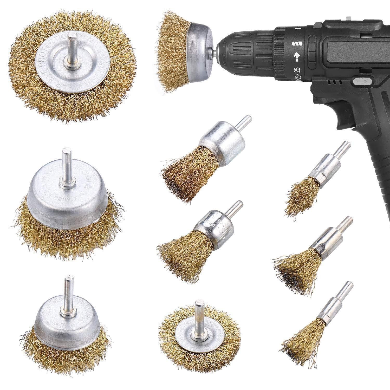 Drahtbürste Drahtbürste Set für Bohrmaschine 9-teilig Edelstahl Rostentfernung