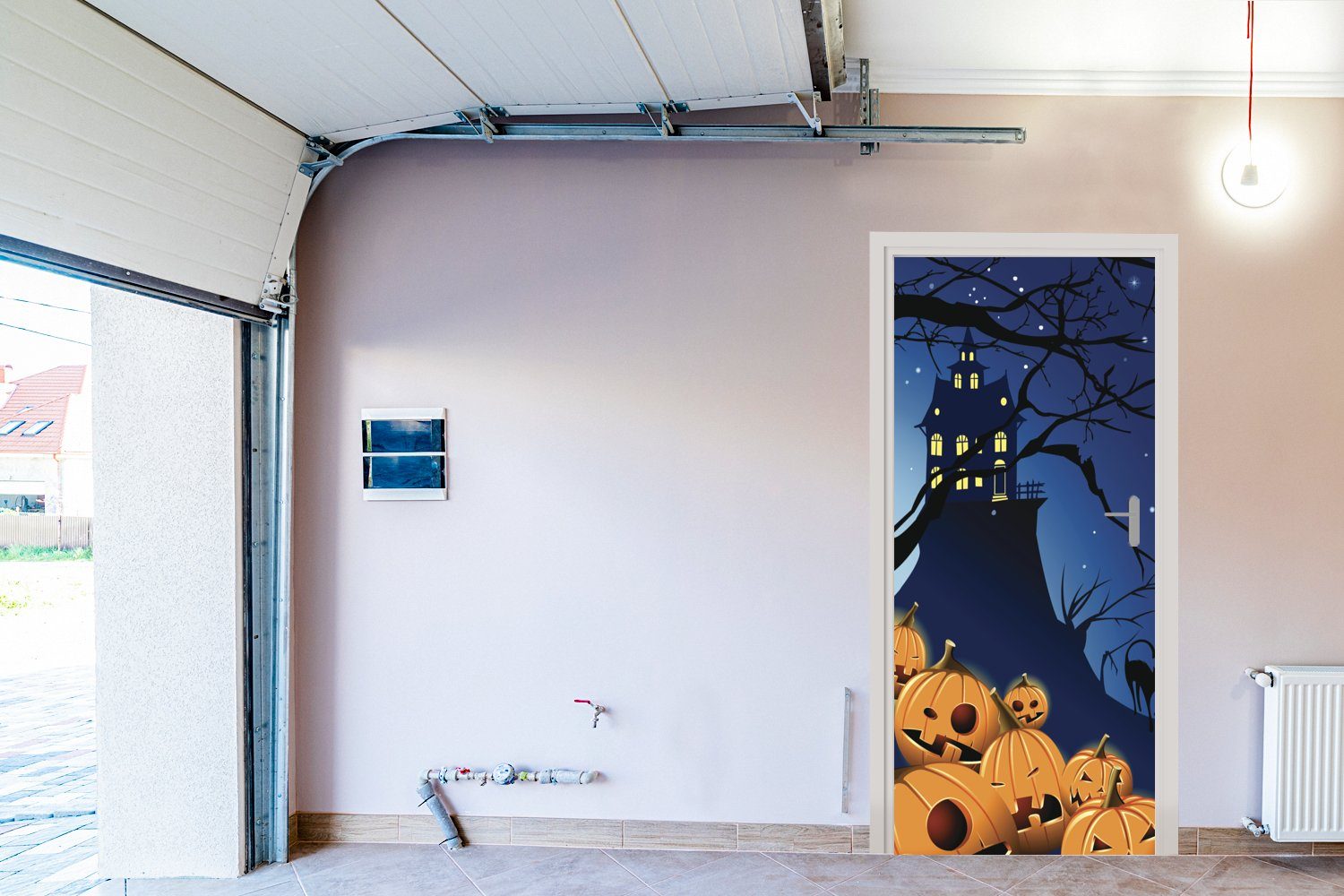 Türaufkleber, Eine Türtapete für Halloween-Nacht Illustration, Matt, St), cm 75x205 MuchoWow bedruckt, Tür, (1 in Fototapete einer