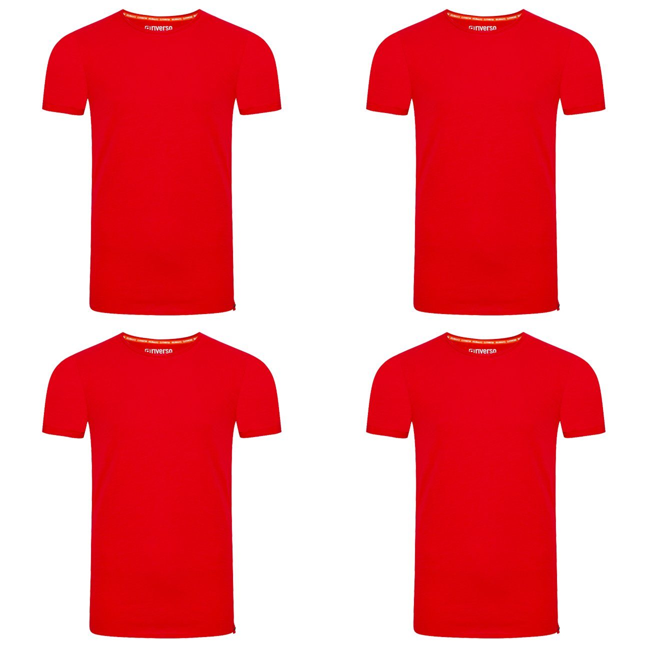 Baumwolle Middle riverso T-Shirt (15300) RIVJonas O-Neck 100% Red (4-tlg)