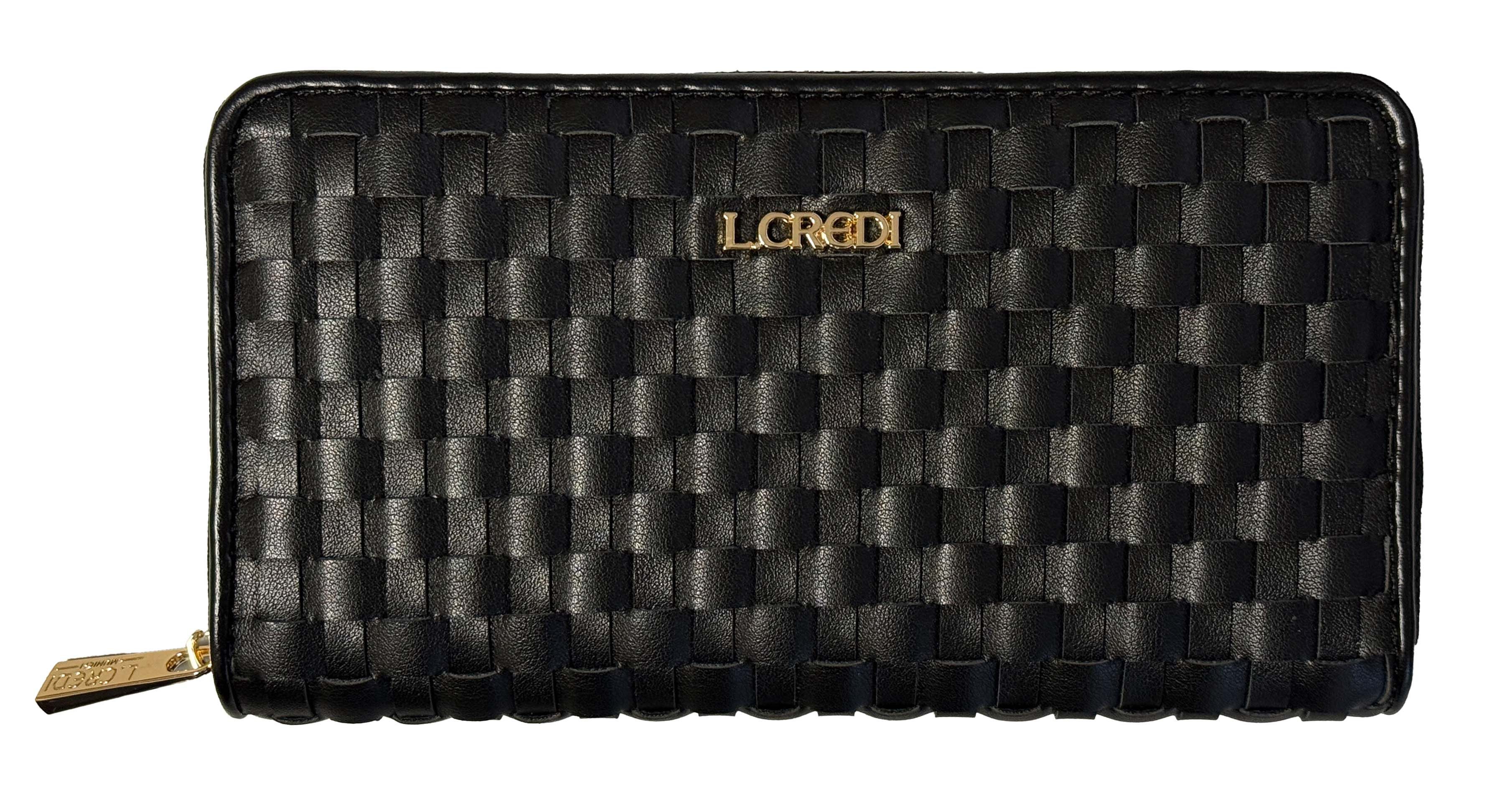 L. CREDI Geldbörse L.CREDI-Damen-Börse-RFID-RADKA Ziparound (1-tlg), Flechtmuster