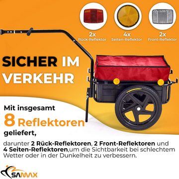 SAMAX Fahrradlastenanhänger Lastenanhänger / Fahrradanhänger für 60 Kg / 70 Liter in Rot