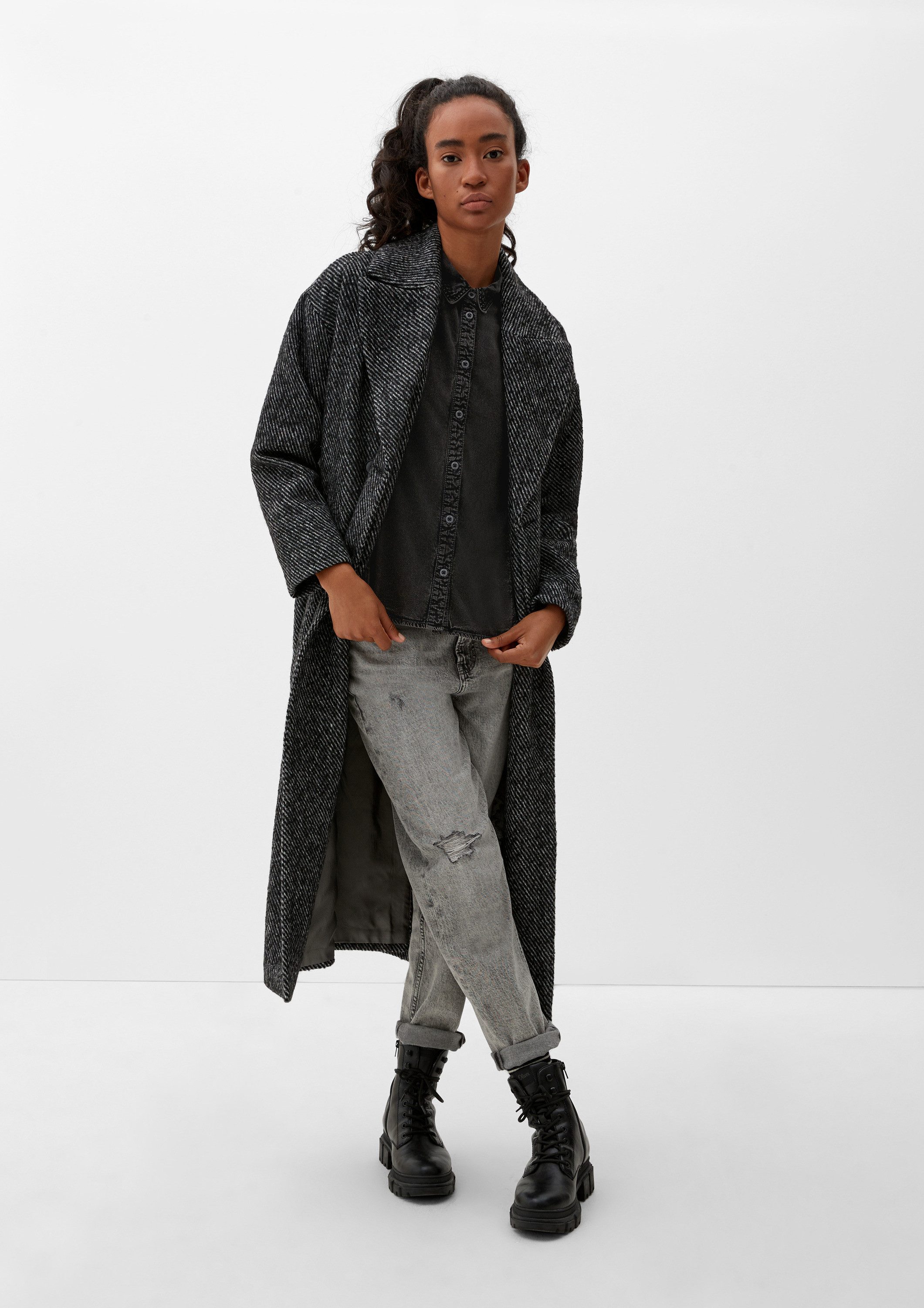 QS Langarmbluse Bluse Bluse mit Rüschendetails