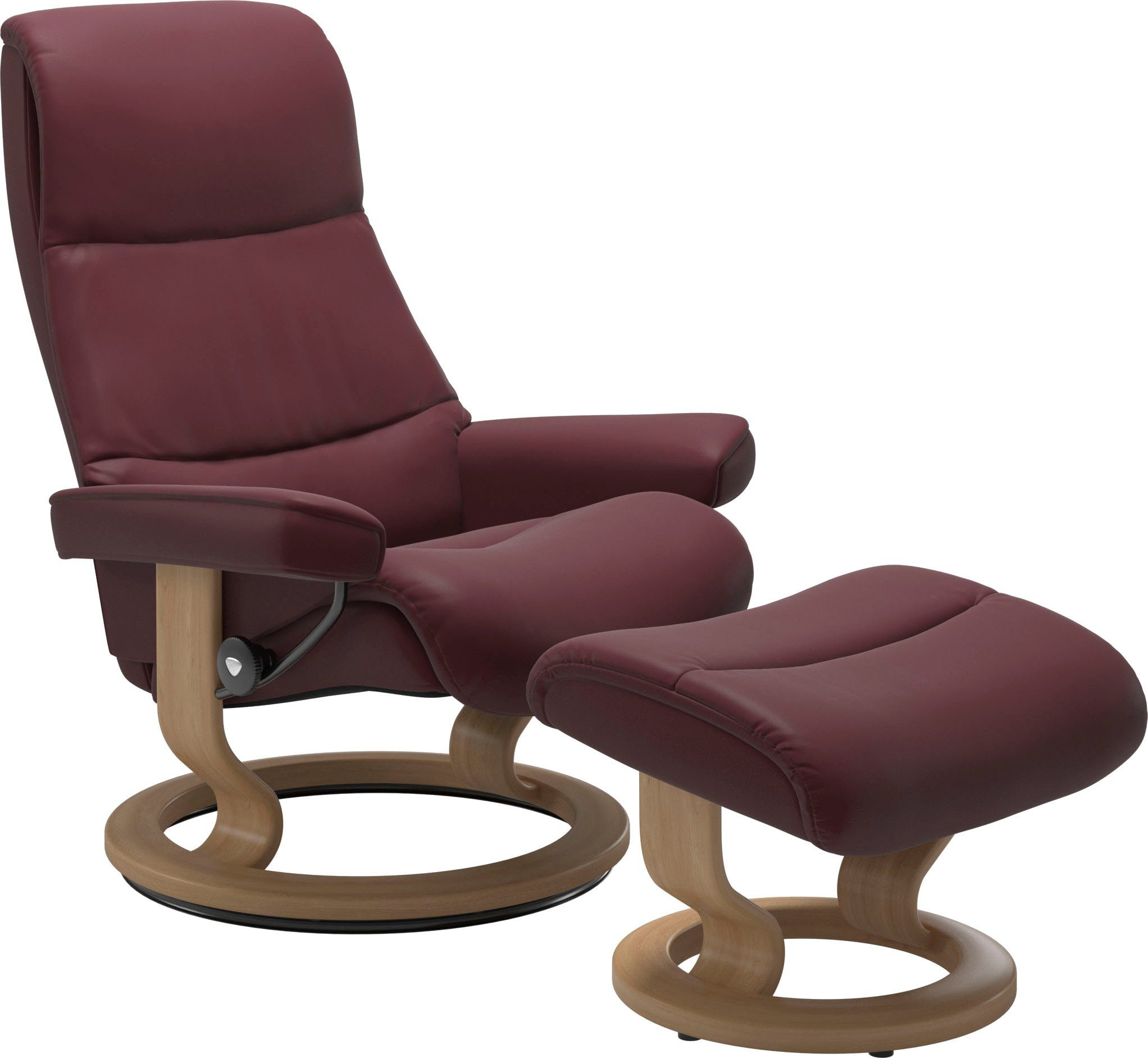 Stressless® Relaxsessel View (Set, Relaxsessel mit Classic mit L,Gestell Base, Größe Hocker), Eiche