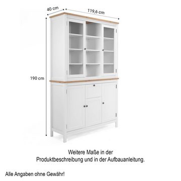 Homestyle4u Kommode Küchenschrank Buffetschrank Weiß Landhaus Schrank (Kein Set)