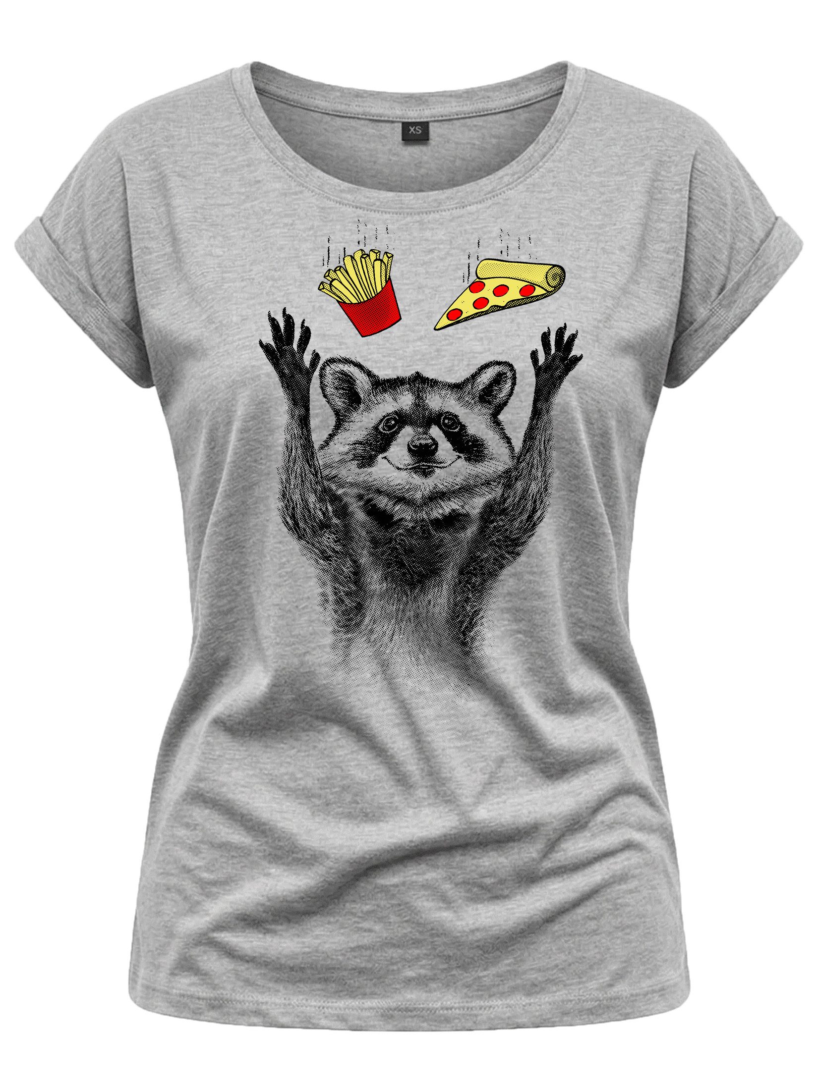 MAKAYA Print-Shirt Damen Waschbär Aufdruck Tunika Top Sommer Lustige Frauen Oberteile große Größen