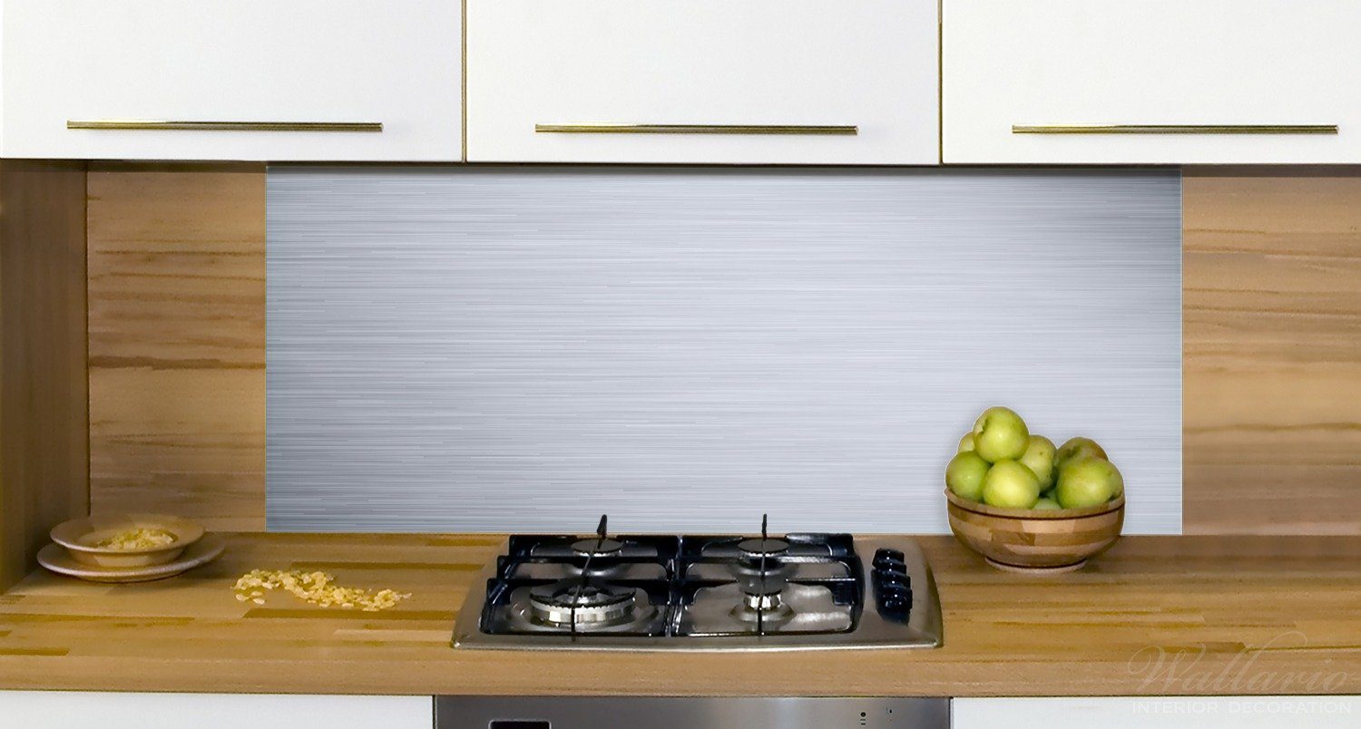 Wallario Schraffur, (1-tlg) Streifen - Muster Küchenrückwand grauen aus