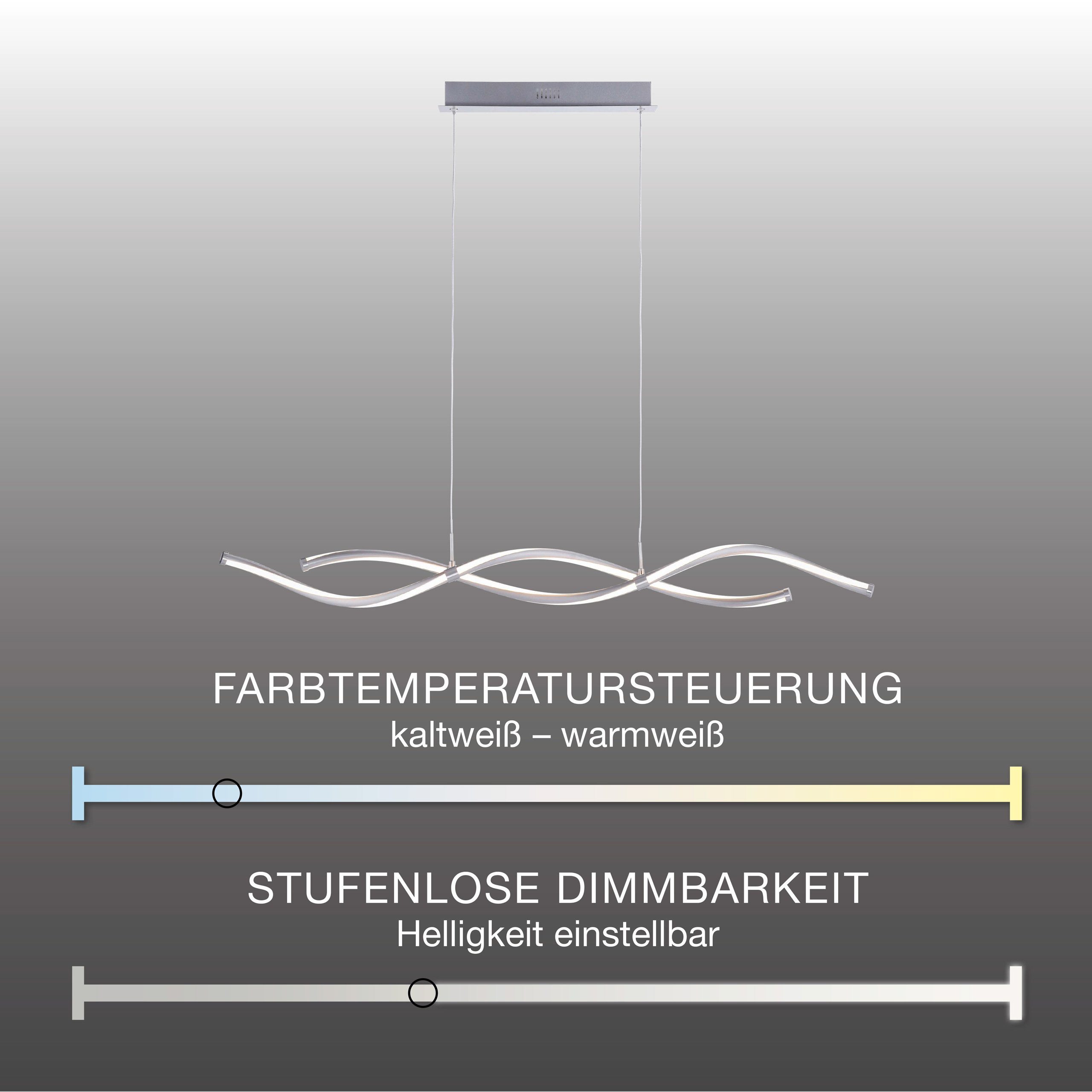 Paul Neuhaus Smarte LED-Leuchte LED Pendellampe Q - MALINA Smart Home CCT, Smart Home, CCT-Farbtemperaturregelung, Dimmfunktion, Memoryfunktion, mit Leuchtmittel, Warmweiß bis Kaltweiß, Hängelampe dimmbar per Fernbedienung, wellenförmig