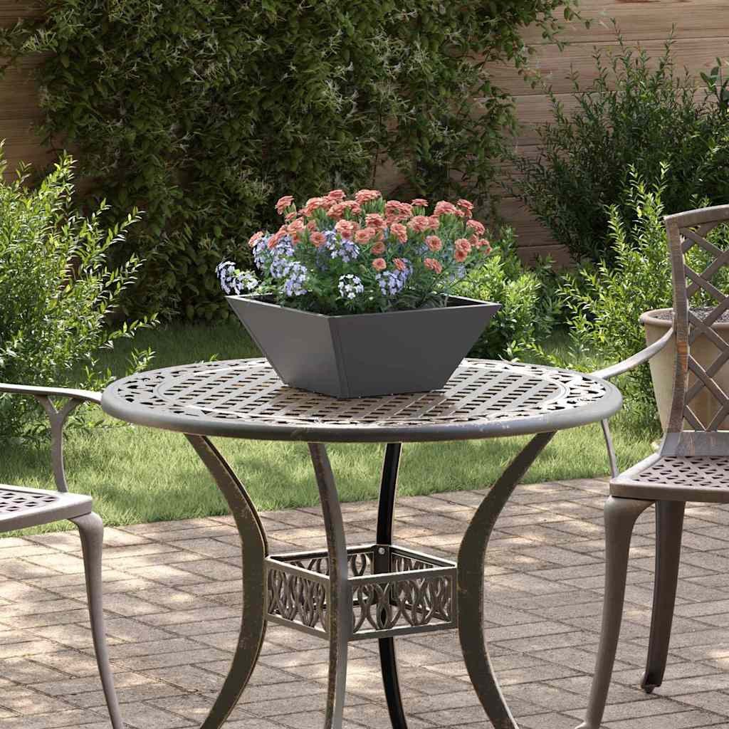 furnicato Blumentopf Garten-Pflanzgefäß 35 x 35 x 15 cm Schwarz, Trapezförmiger Blumenkübel aus Stahl für deinen Gartenbereich