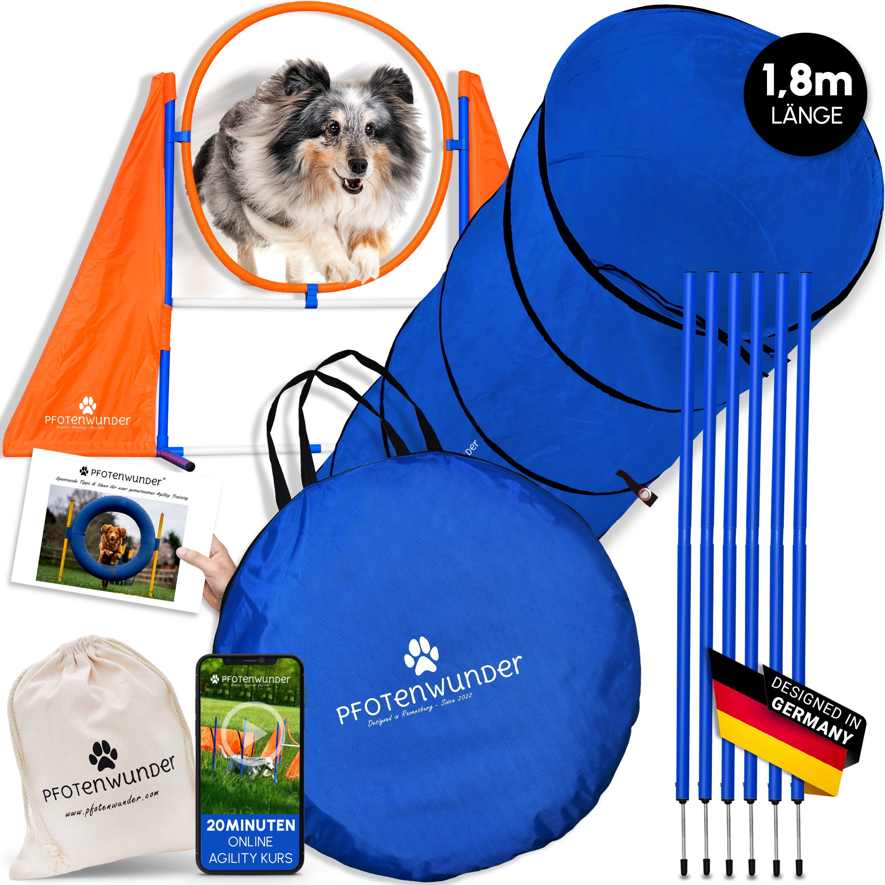 PfotenWunder Agility-Hürde Agility Set Hunde Groß, kleine & große Hunde 1x PROFI-Ring Parcour