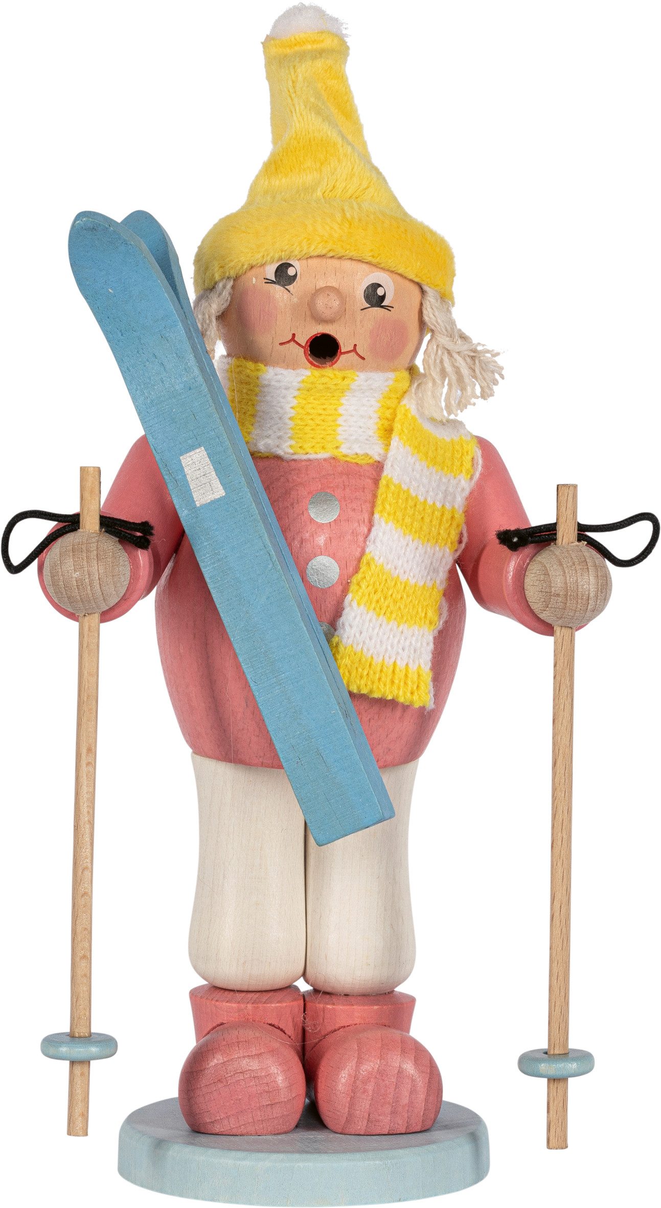 SAICO Original Räuchermännchen Mädchen mit Ski, BxHxT: 11x23x10 cm
