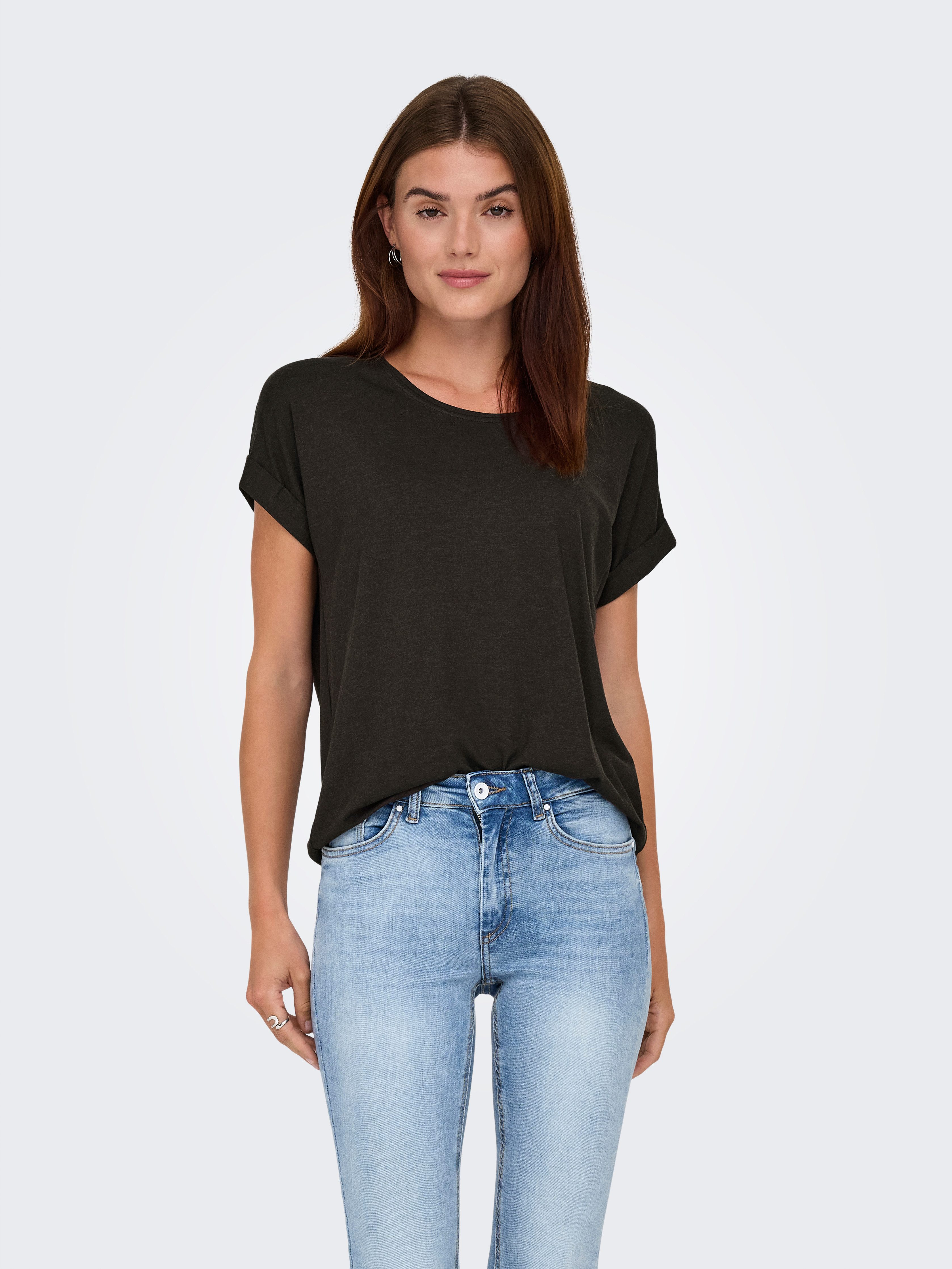 ONLY T-Shirt ONLMOSTER – Kurzarmshirt mit Aufschlag und klassischem Look Viskosemischung, regular fit