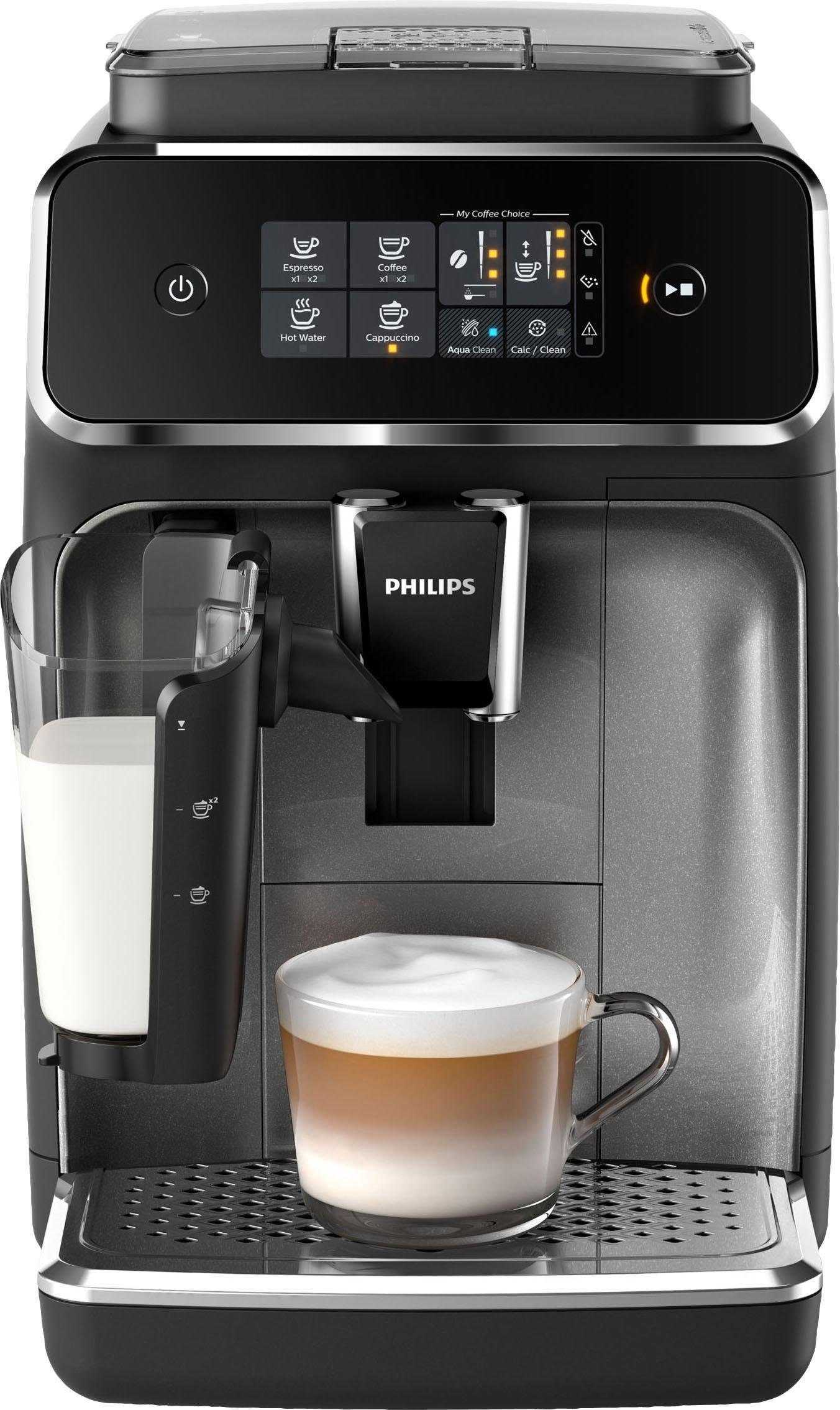 Philips Kaffeevollautomat 2200 Serie EP2236/40 LatteGo, für 3  Kaffeespezialitäten und anpassbarer Stärke, matt-schwarz, Intuitive  SensorTouch Oberfläche zur Auswahl des Lieblingsgetränks