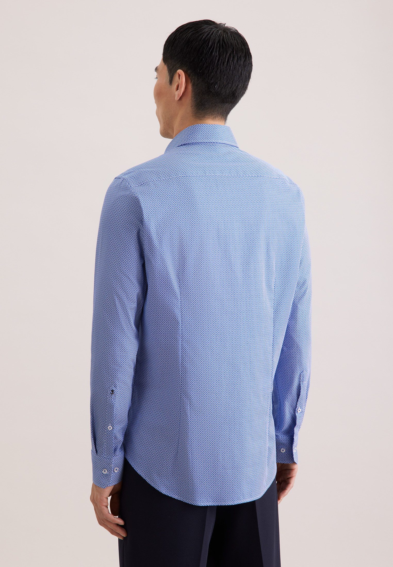 seidensticker Businesshemd Schwarze Rose Slim 1/1 Covered-Button-Down-Kragen Druck