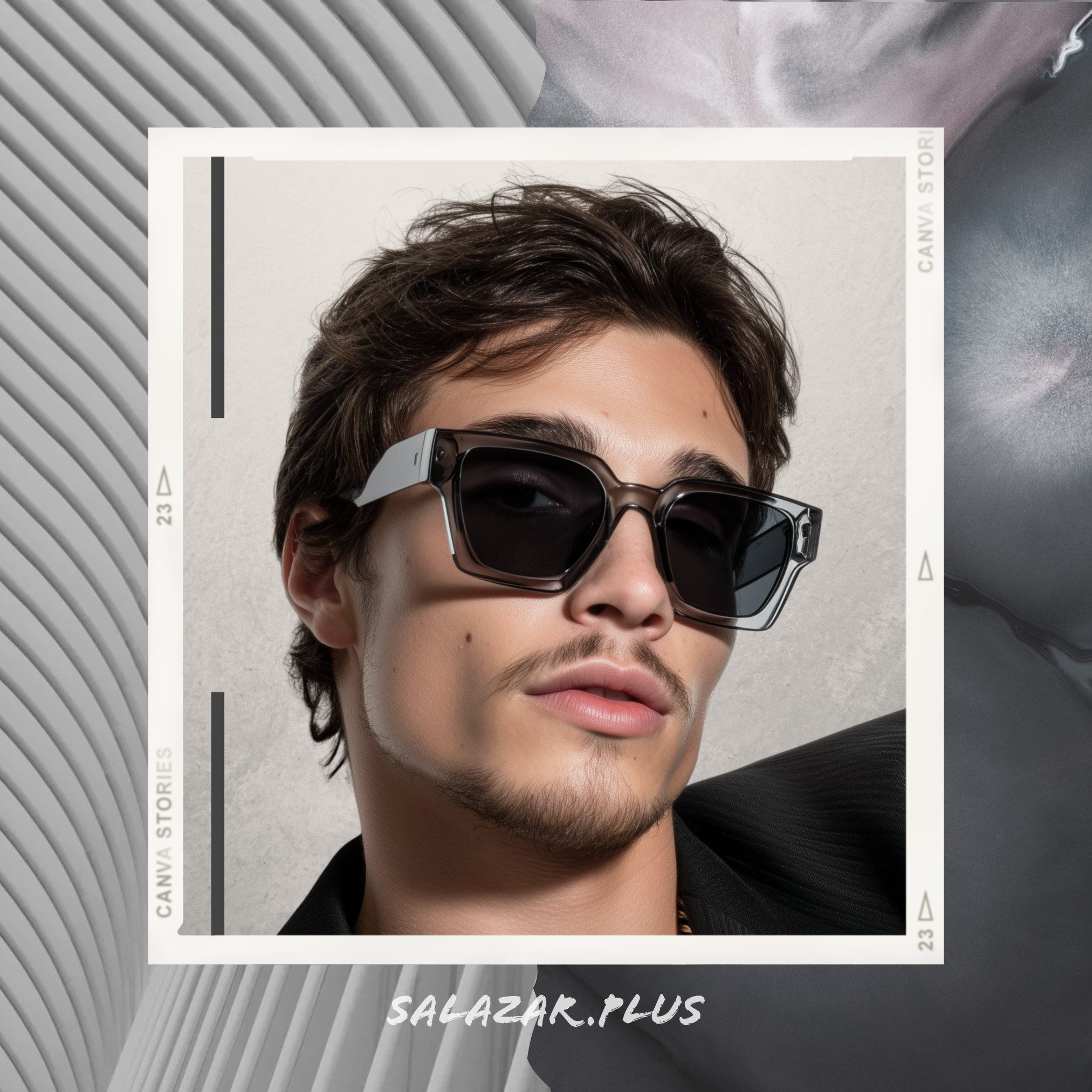 salazar.plus Sonnenbrille Dick Rechteckig Unisex Klotzig Damen Herren Brille grau schwarz orange Klotzige rechteckige Sonnenbrille UV400 Cat.1-3 leicht & stylisch