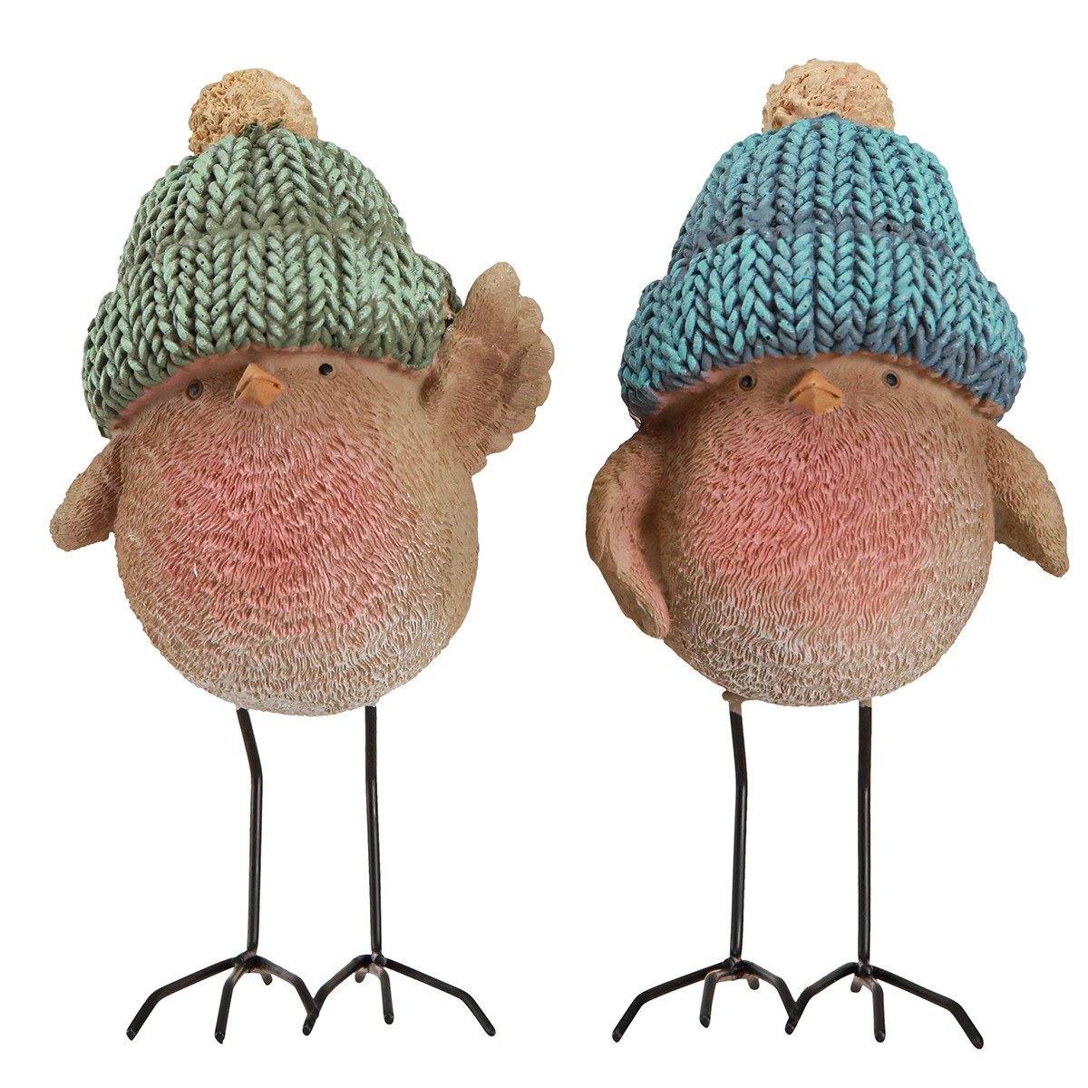 Florists Products Weihnachtsmann Zauberhafte Winterdeko Figuren - Deko Vogel mit Strickmütze in, 2 Stü