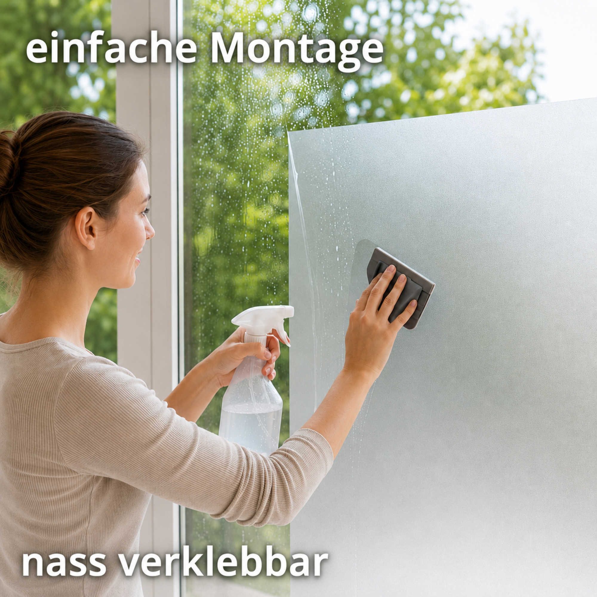 Nomiro Fensterfolie Sichtschutzfolie Silber Frosted, selbstklebend, lichtdurchlässig, blickdicht – Bild 2 von 5