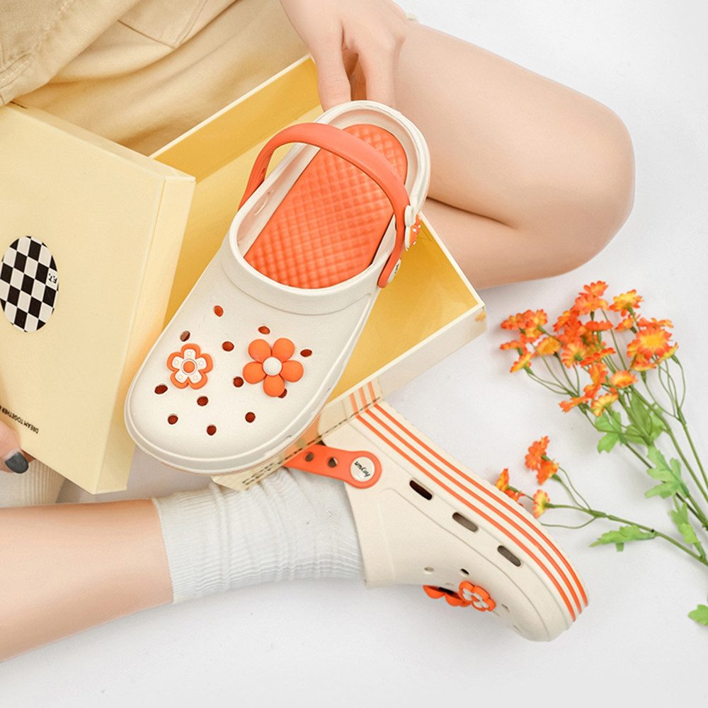 HUSK'SWARE Clog (Damen Blumen Clogs Sommer Freizeit) Leichte, atmungsaktive Clogs Rutschfeste Sandalen aus EVA-Material