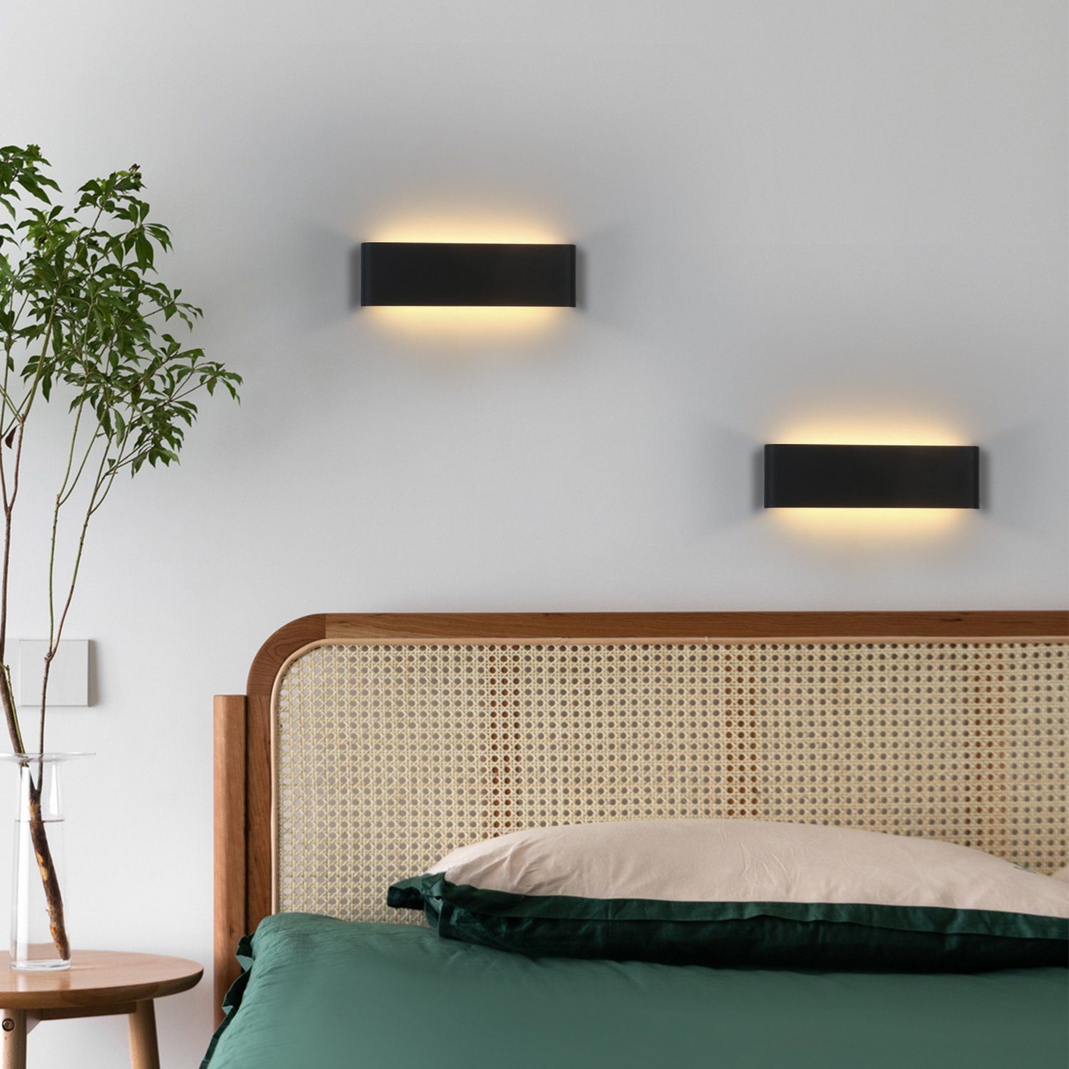 ZMH LED Wandleuchte Modern Nacht- Stück Stück, Metall Warmweiß, Flurlampe schwarz 1 integriert, Beleuchtung LED fest 1 Wohnzimmer