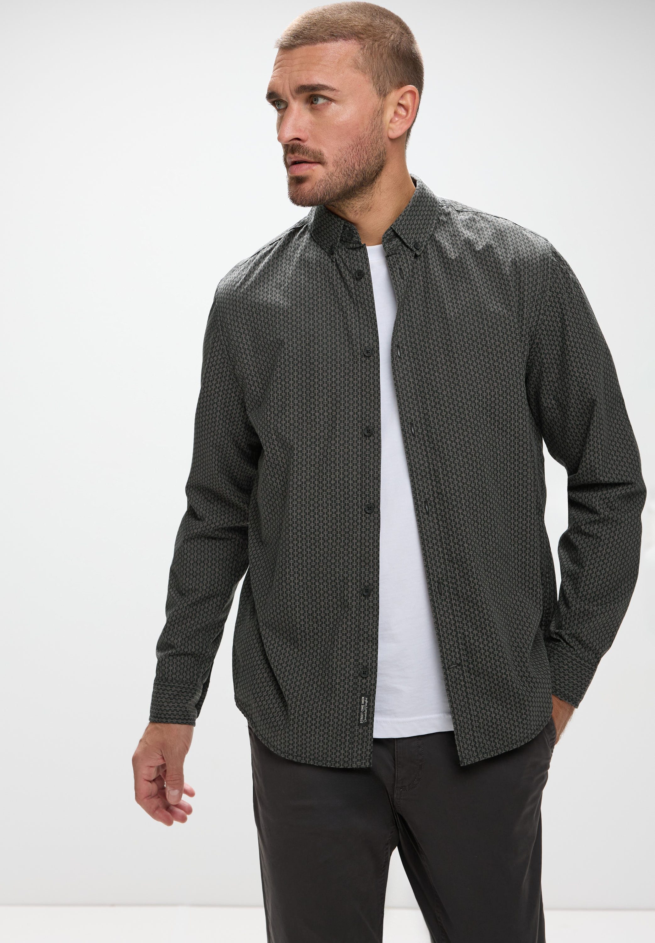 STREET ONE MEN Langarmhemd aus reiner Baumwolle günstig online kaufen