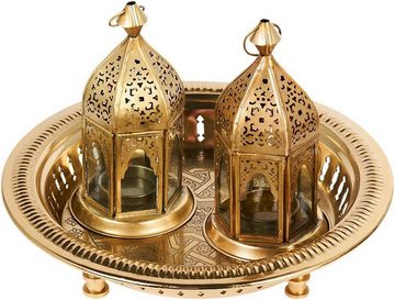 Marrakesch Orient & Mediterran Interior Windlicht Windlichter Deko Set Orient 6, Geschenkset mit Tablett, Handarbeit