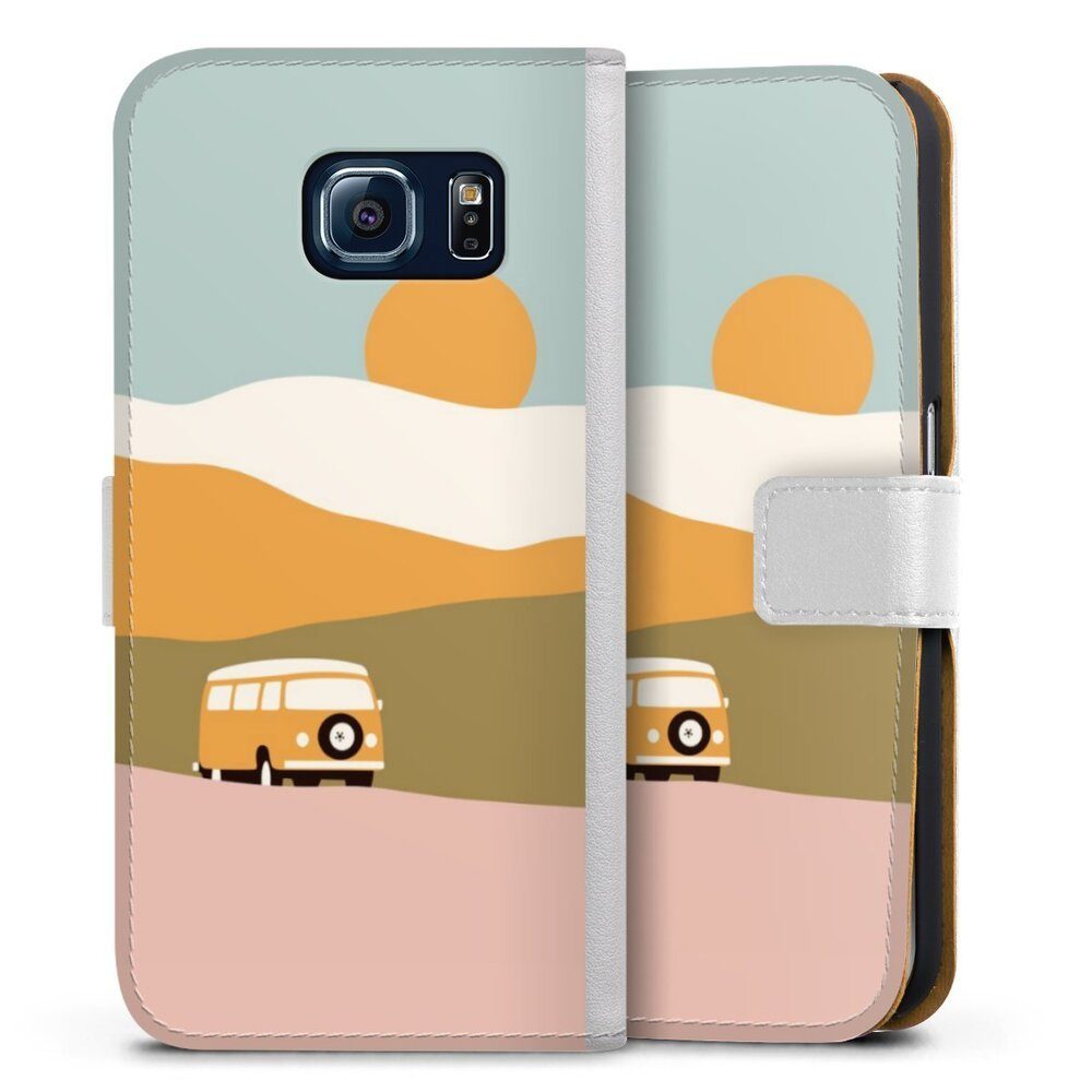 DeinDesign Handyhülle Retro Landschaft bunt Van Minimal, Samsung Galaxy S6  Hülle Handy Flip Case Wallet Cover Handytasche Leder