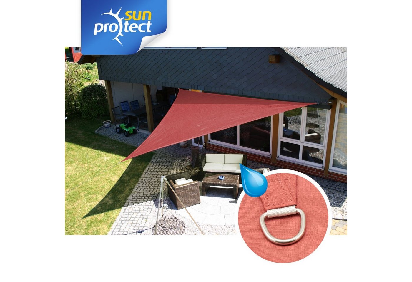 Thumbnail - sunprotect Sonnensegel 5 x 5 x 7 m 90° Grad Dreieck, ideal für Garten, Balkon & Terrasse
