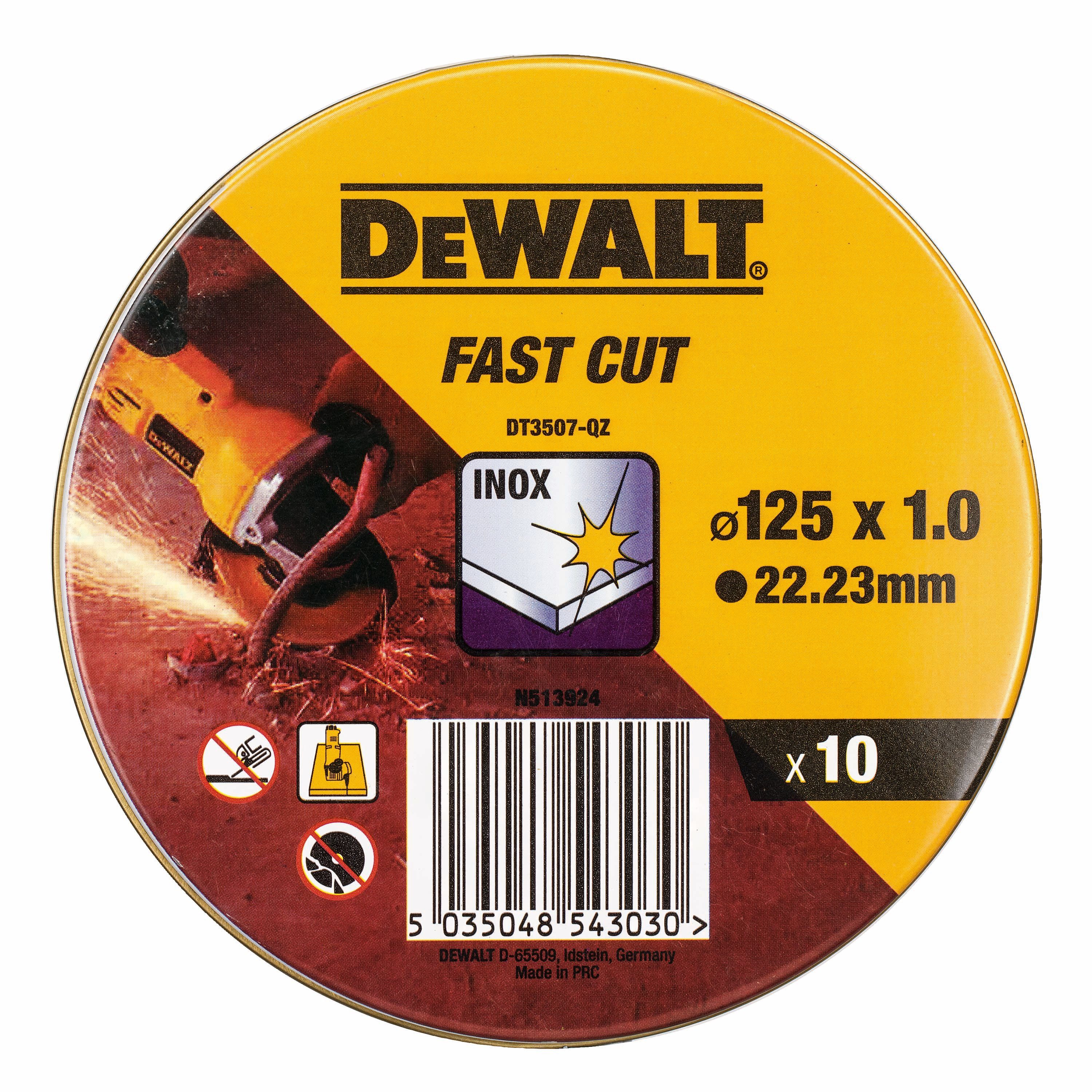 DeWalt Trennscheiben DT3507-QZ 10er High Performance 125x1x22,23 mm Inox Typ 41 (flach), Ø 125 mm