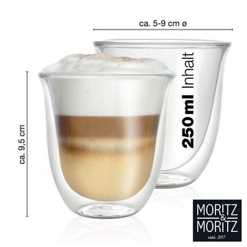 Moritz & Moritz Gläser-Set Moritz & Moritz Barista Napoli 4 x 250 ml Doppelwand-Thermo-Gläser, Borosilikatglas, für Cappuccino Tee Heiß- und Kaltgetränke
