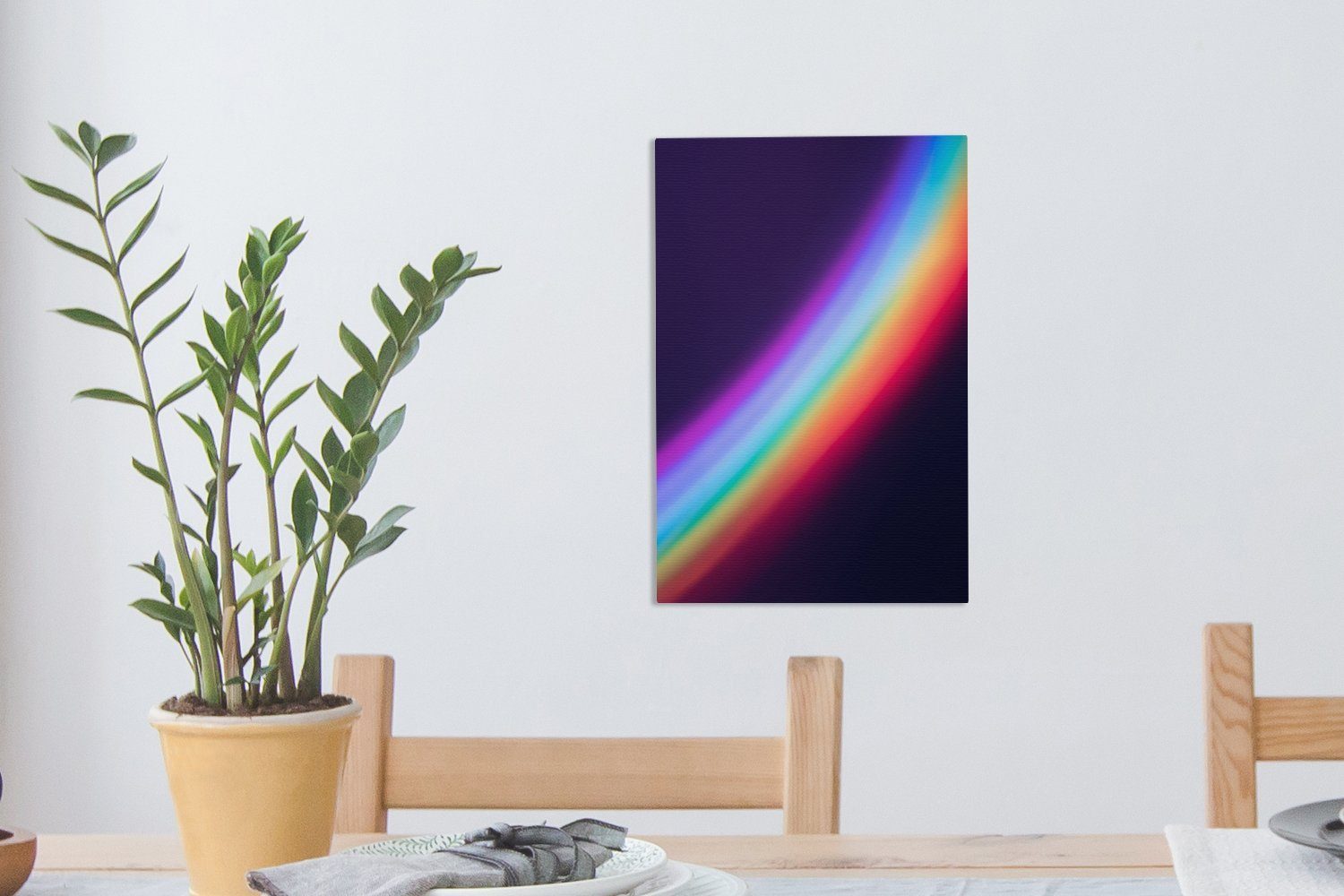 OneMillionCanvasses® Leinwandbild Regenbogenfarben mit dunklem bespannt 20x30 cm Zackenaufhänger, inkl. fertig Hintergrund, (1 Gemälde, Leinwandbild St)
