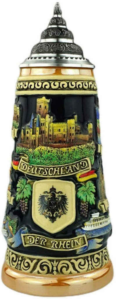 KING Bierkrug Germany Panorama 0,5 L yellow authentic german beer stein, ceramic